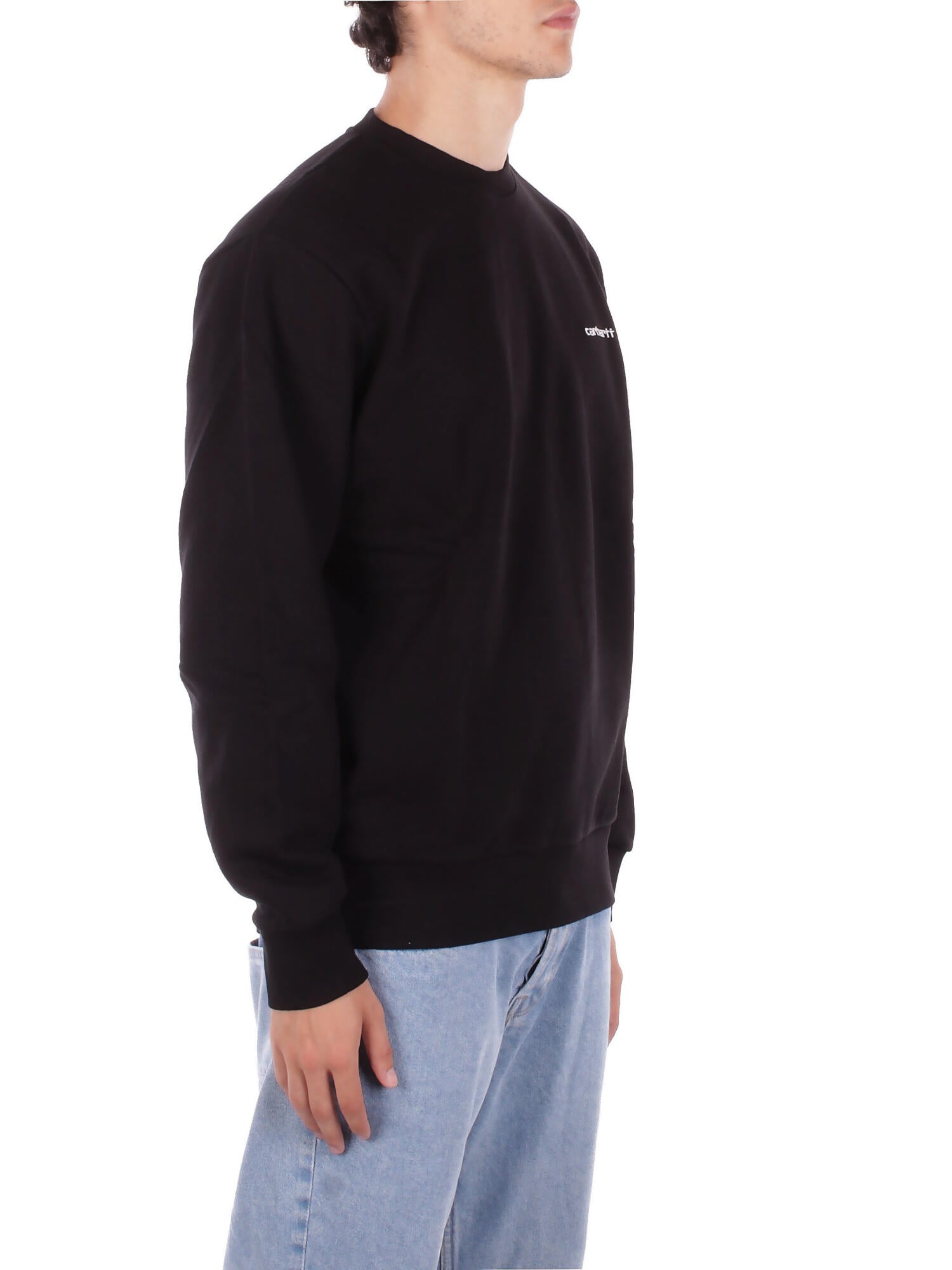 Image of CARHARTT WIP Uomo Felpa I034496 0D2XX Script embroidered sweat Black white