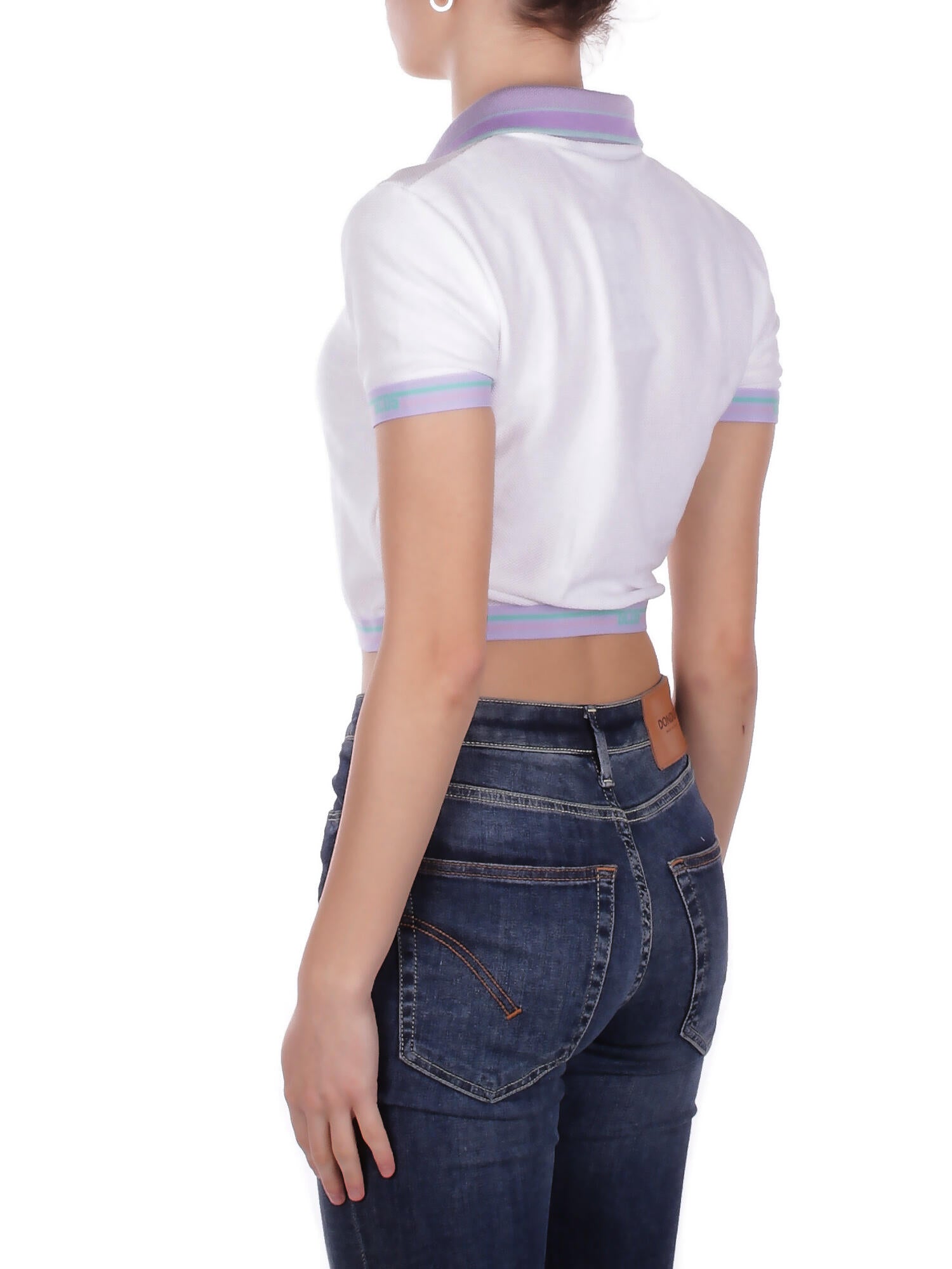 Image of GCDS Donna Polo C1WEQD113J024 100L Logo tape crop polo ss White