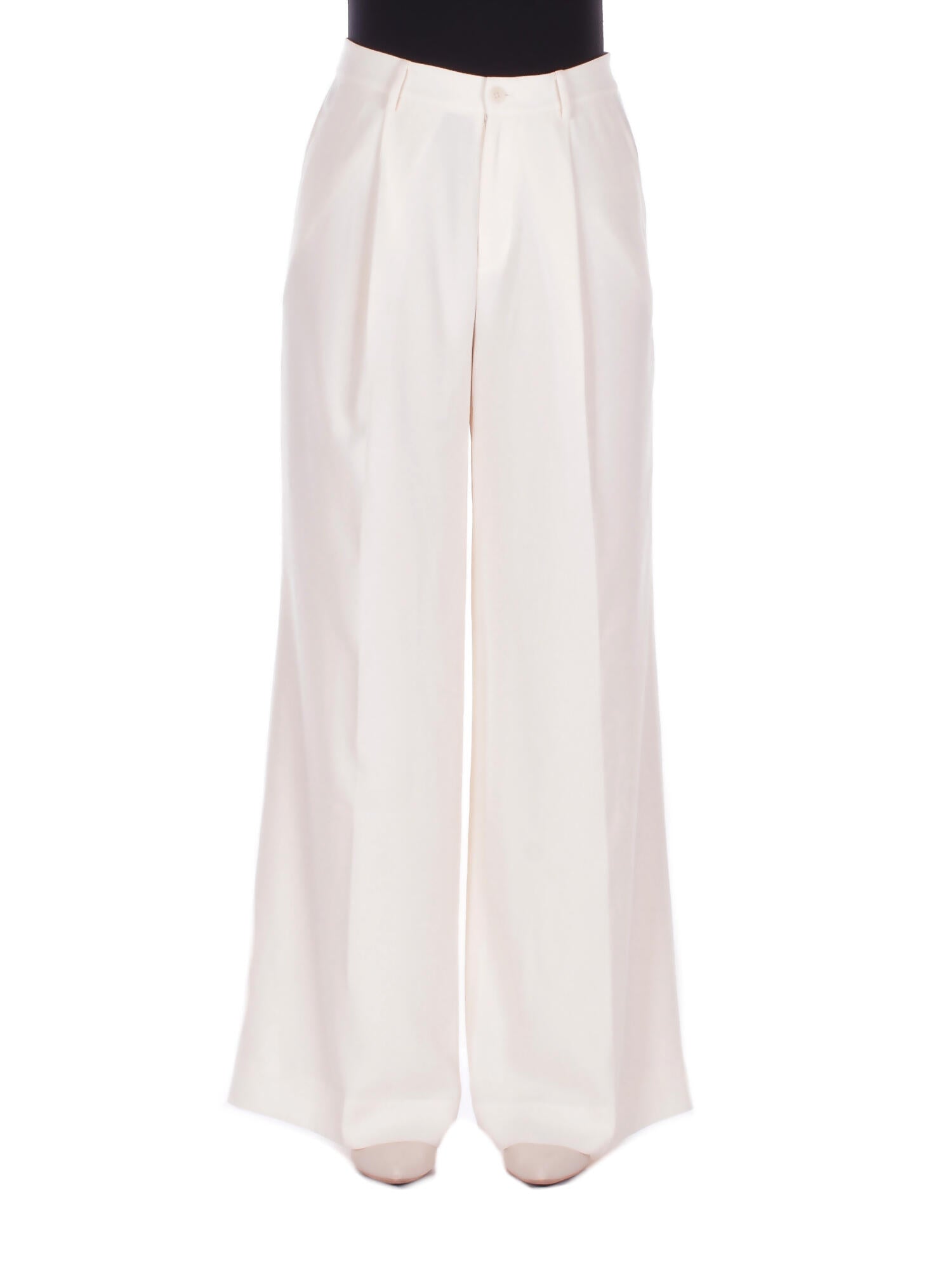 RALPH LAUREN Donna Pantalone 200P03582 001 Kirahn full lenght pleated Crema