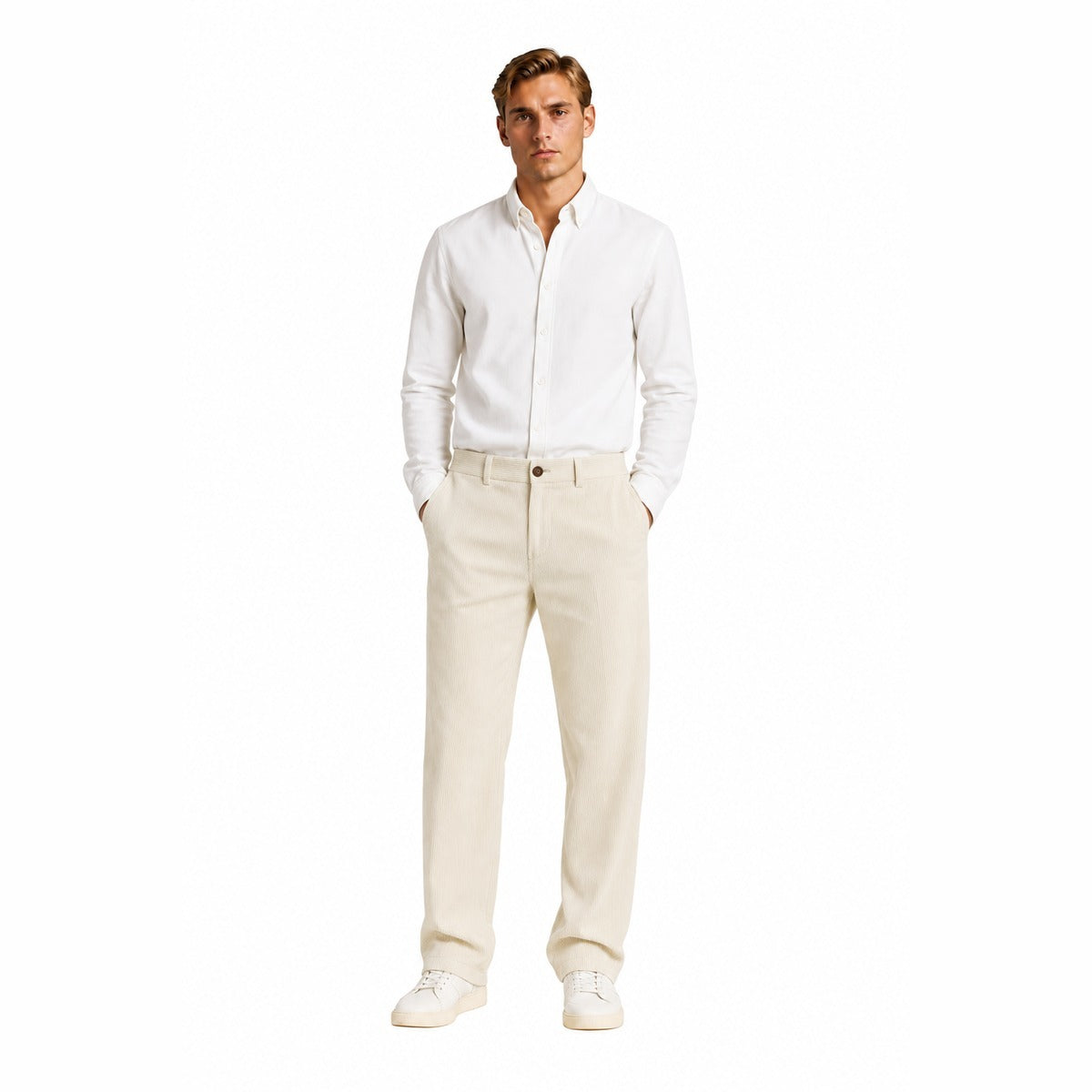 Pantalone Uomo SEBAGO 74122IW 490 Rendon Corduroy in Colore Panna