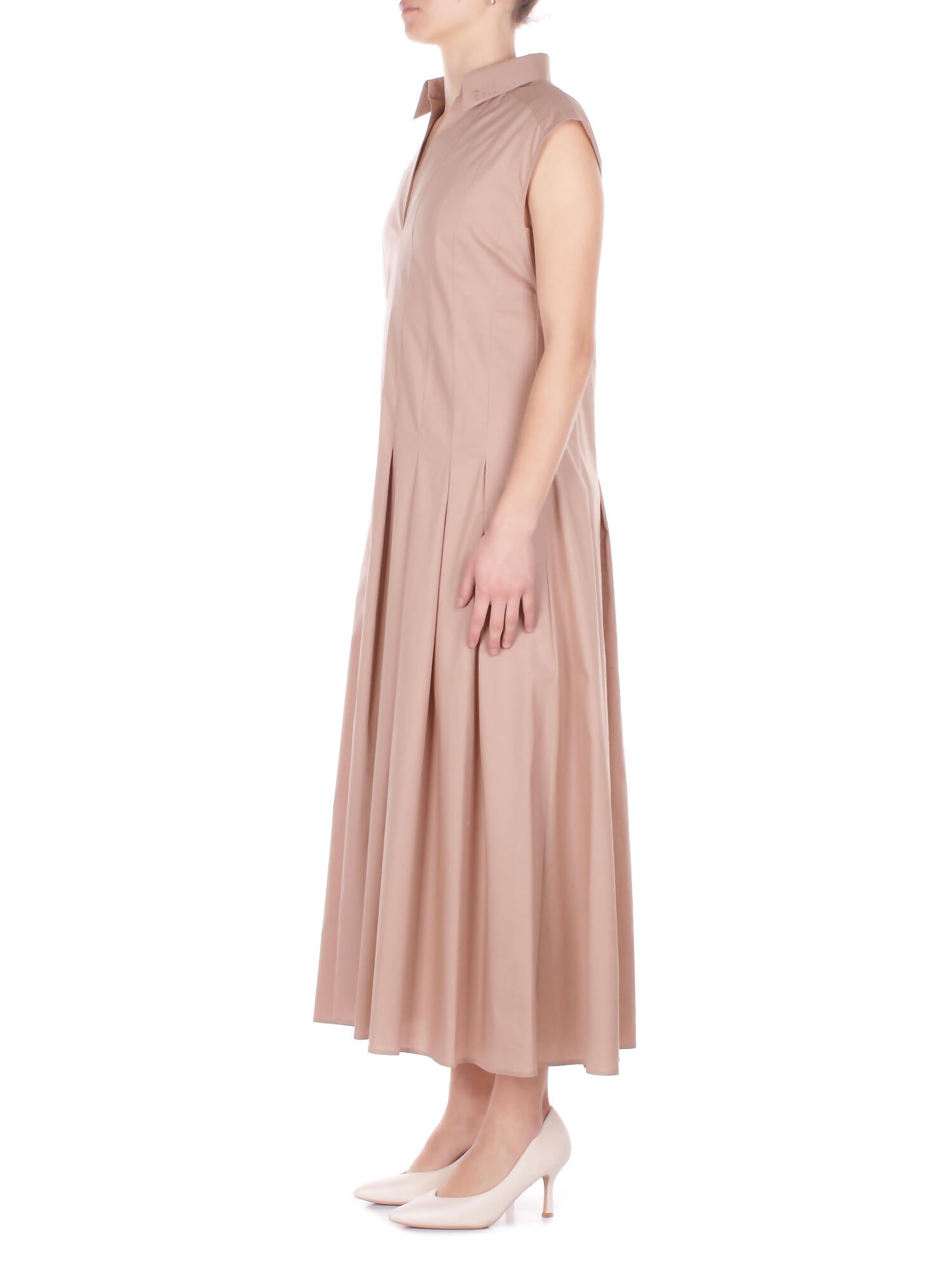 FAY Donna Abito N8WE352604 SZDHC603 Abito smanicato pieghe Beige scuro