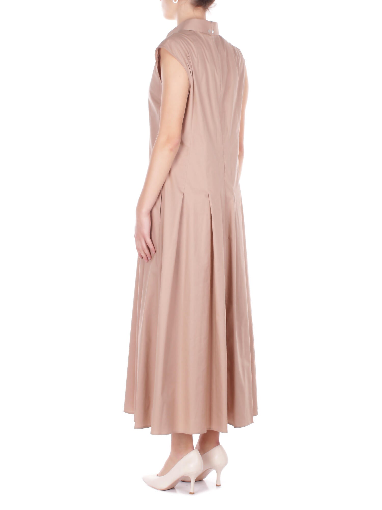 FAY Donna Abito N8WE352604 SZDHC603 Abito smanicato pieghe Beige scuro