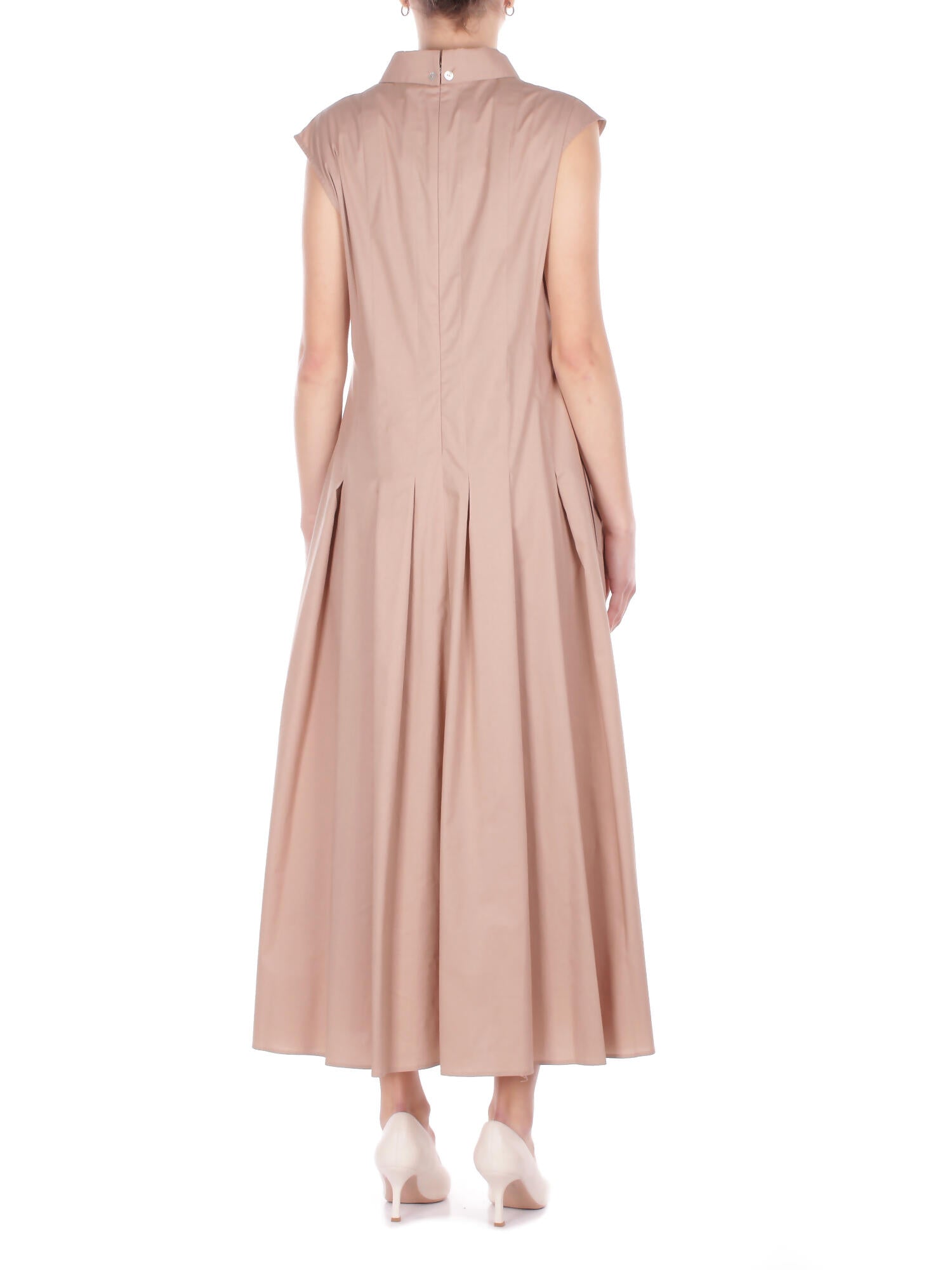 Image of FAY Donna Abito N8WE352604 SZDHC603 Abito smanicato pieghe Beige scuro