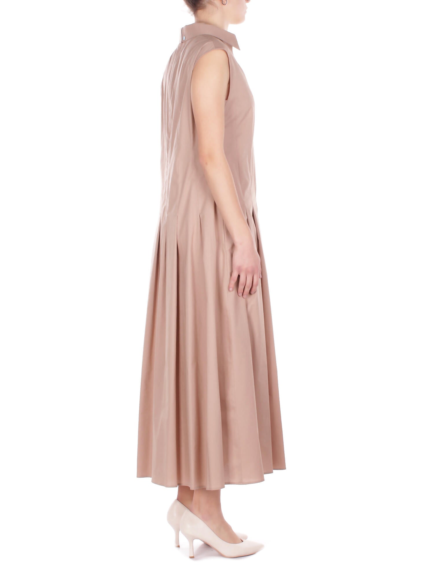 FAY Donna Abito N8WE352604 SZDHC603 Abito smanicato pieghe Beige scuro