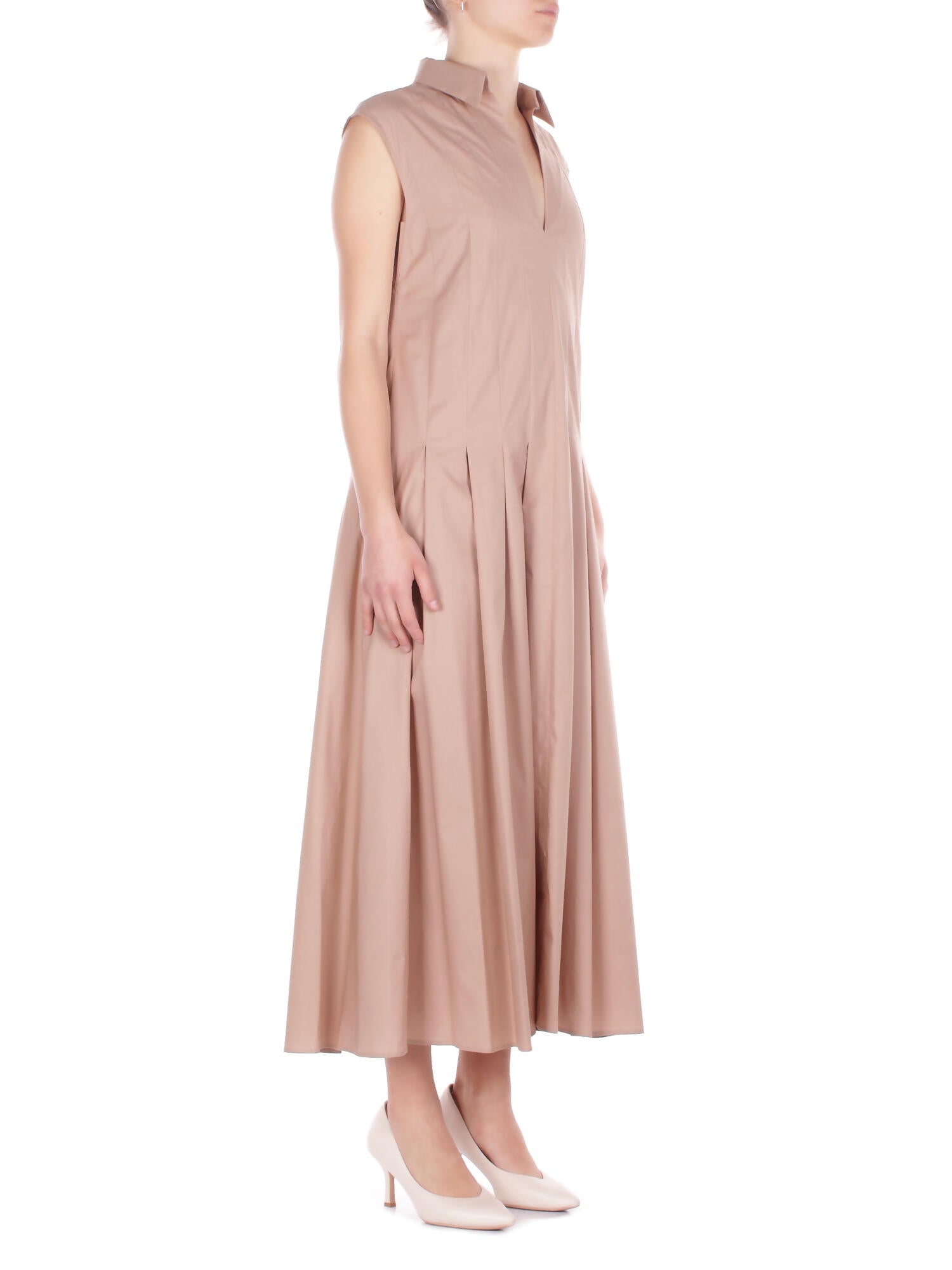 Image of FAY Donna Abito N8WE352604 SZDHC603 Abito smanicato pieghe Beige scuro