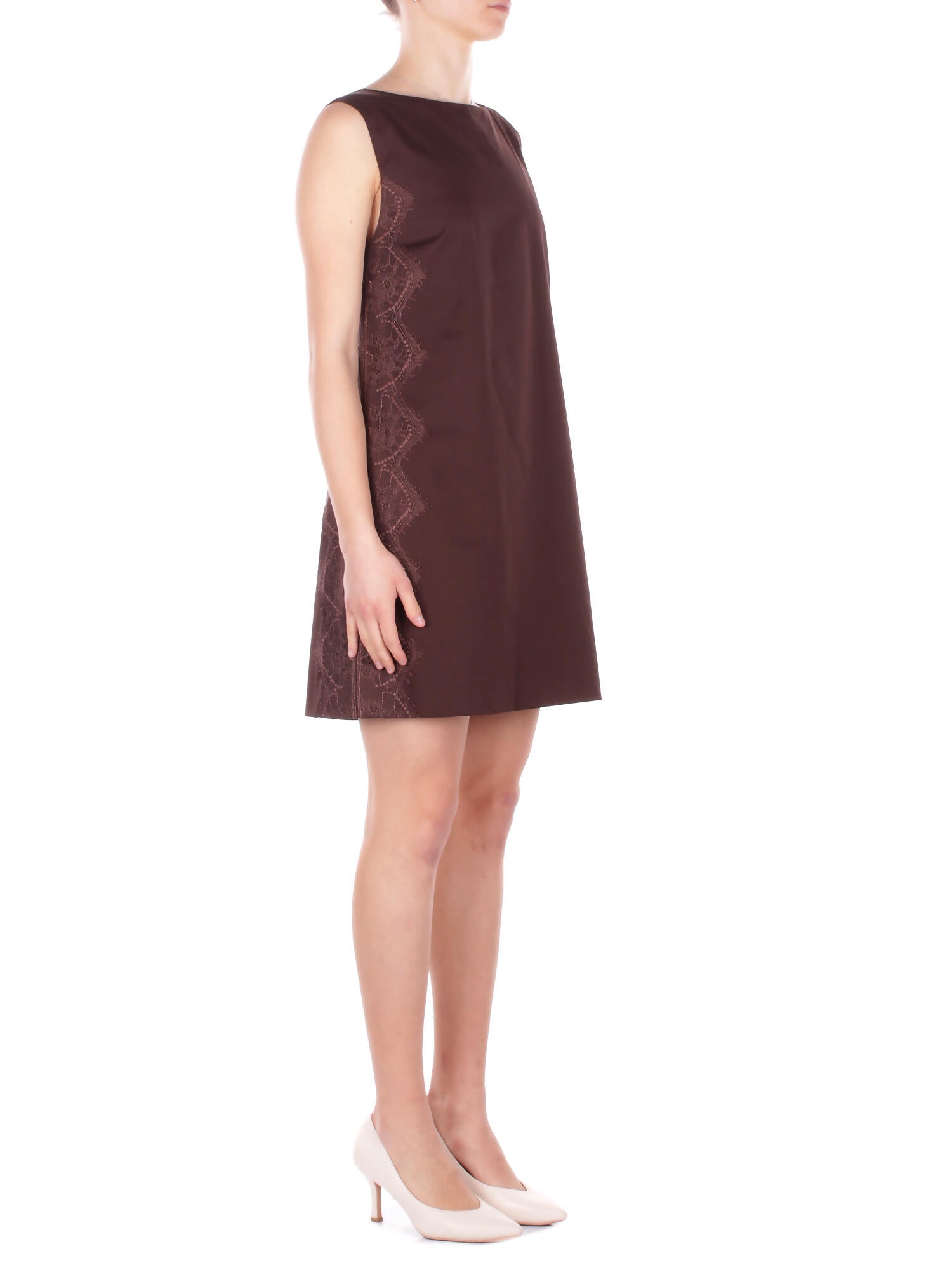 Image of BLUGIRL BLUMARINE Donna Abito RA6194T544A 90913 Twig abito cotone c/pizzo fond Brown