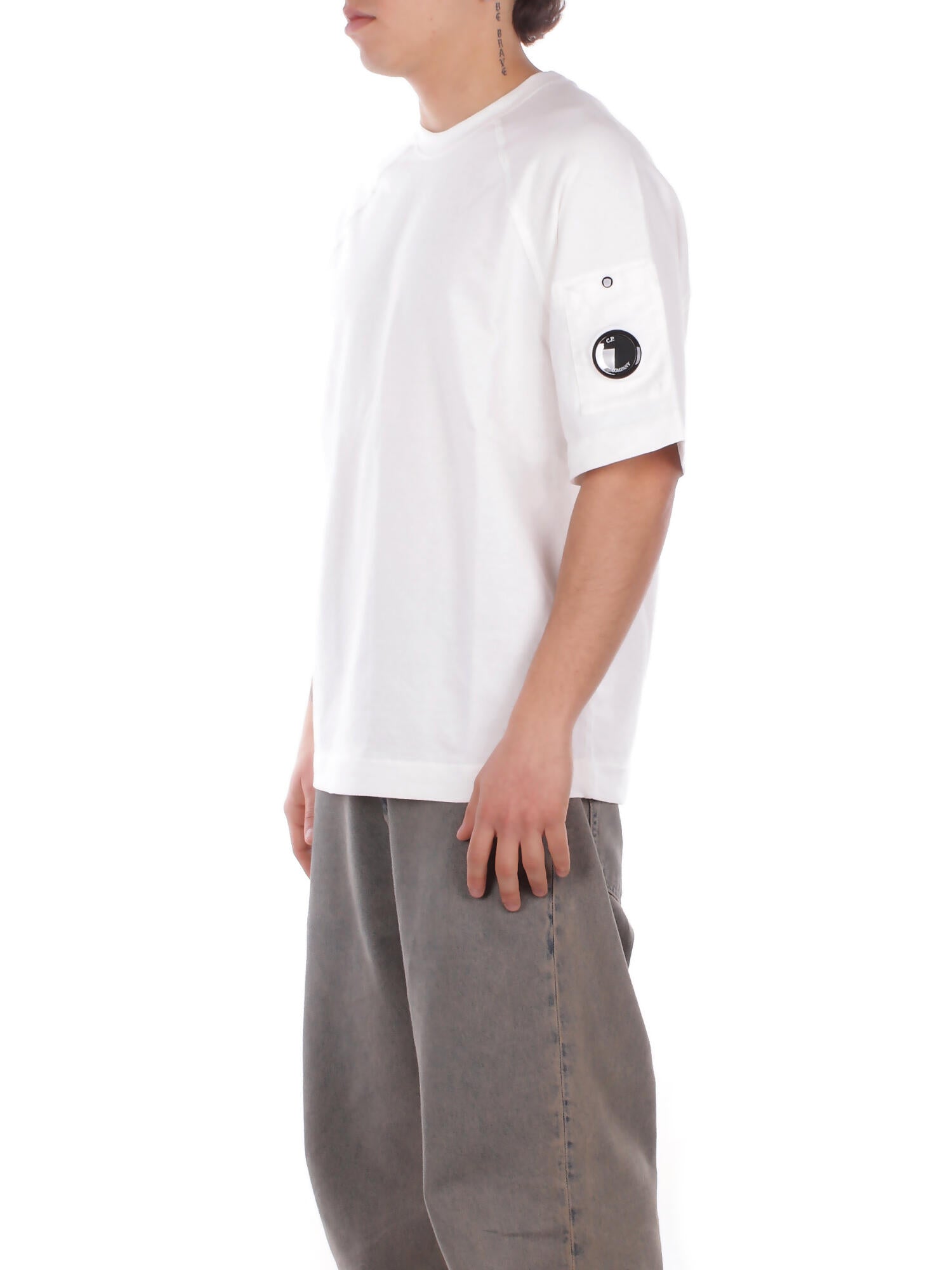 CP COMPANY Uomo T-shirt 20CMSS034A002246G 103 Light fleece short sleve sweat Gauze white