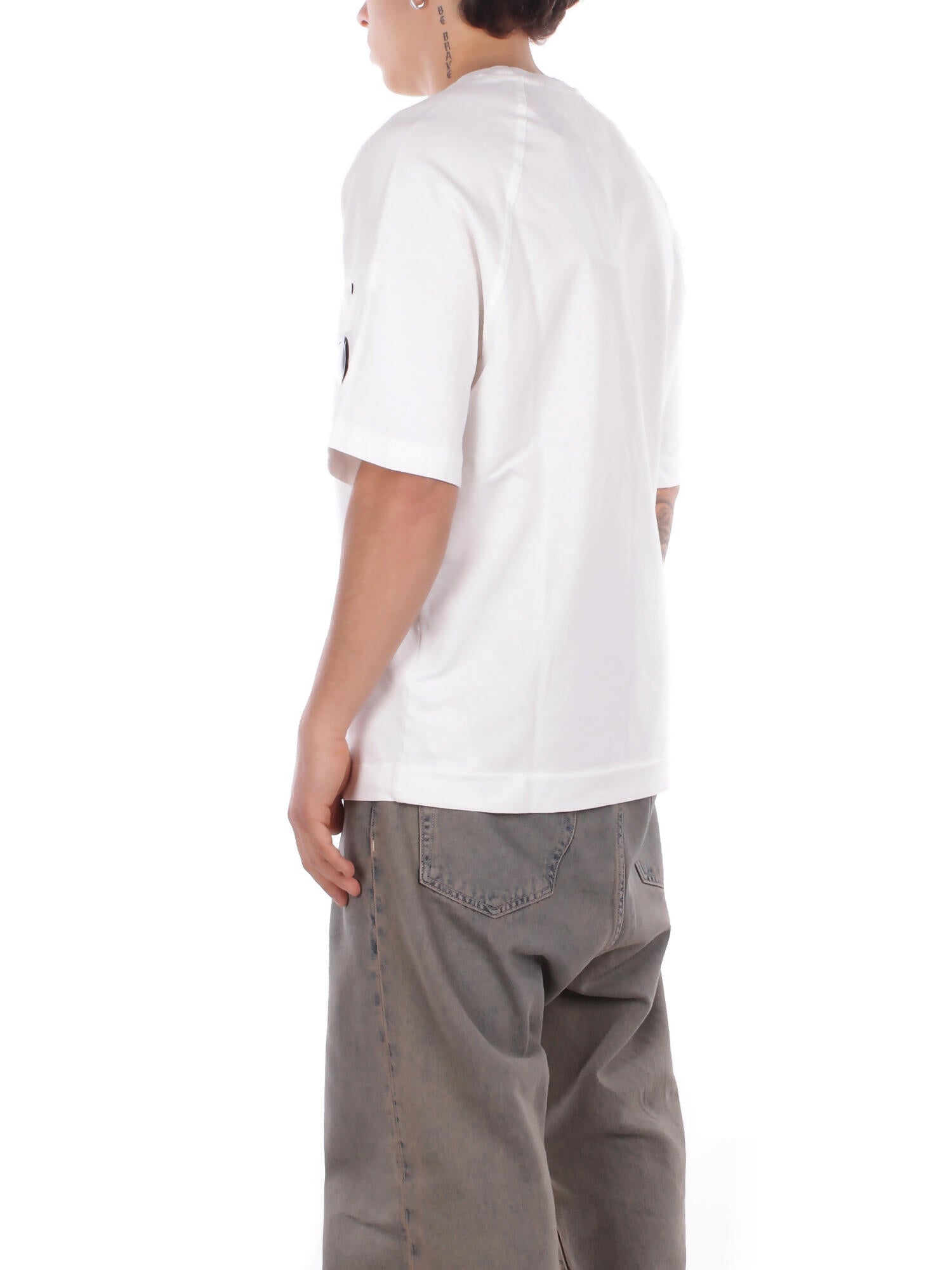 Image of CP COMPANY Uomo T-shirt 20CMSS034A002246G 103 Light fleece short sleve sweat Gauze white