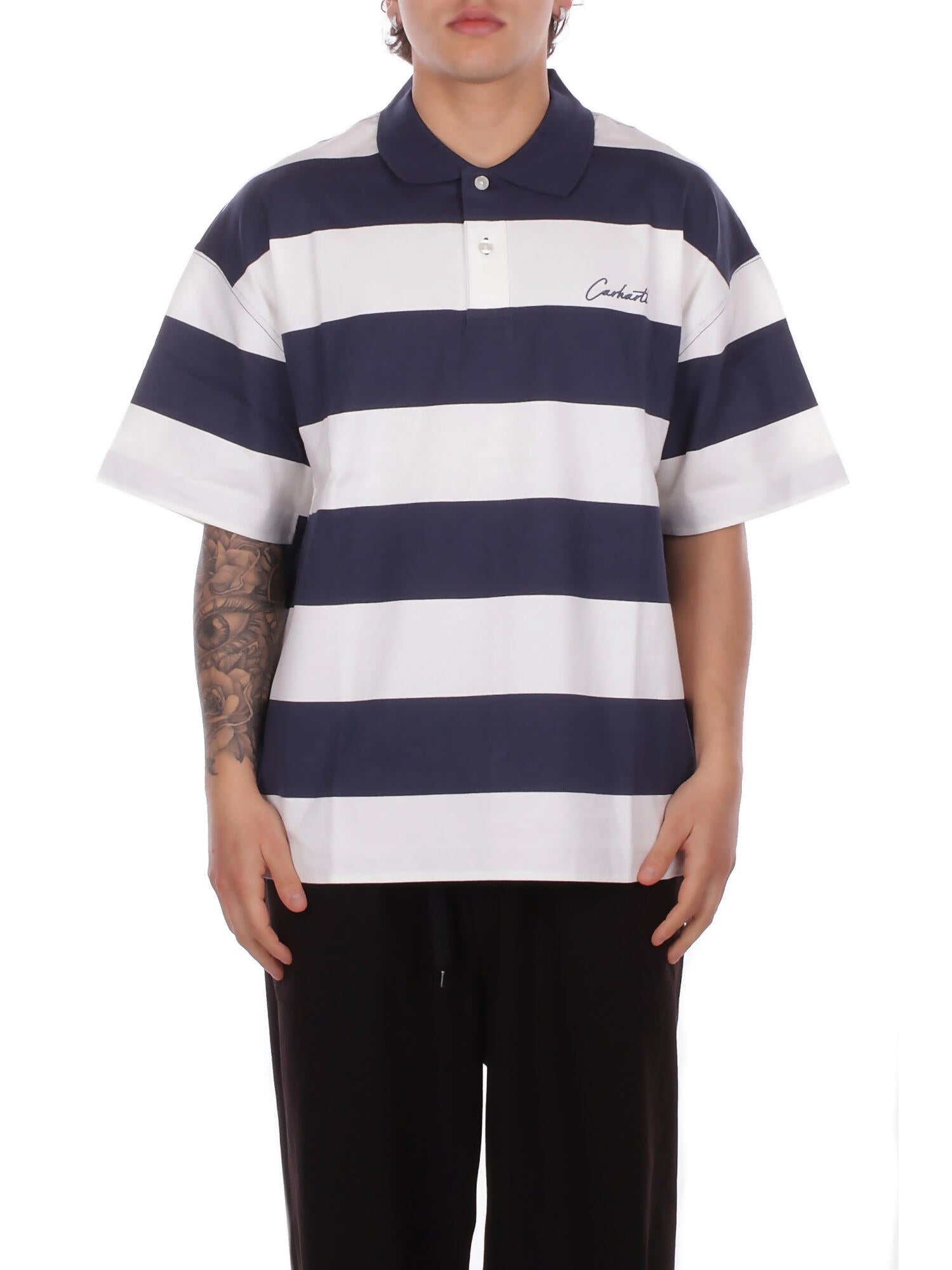 CARHARTT WIP Uomo Polo I036187 3LEXX S\s delray polo Riga blu