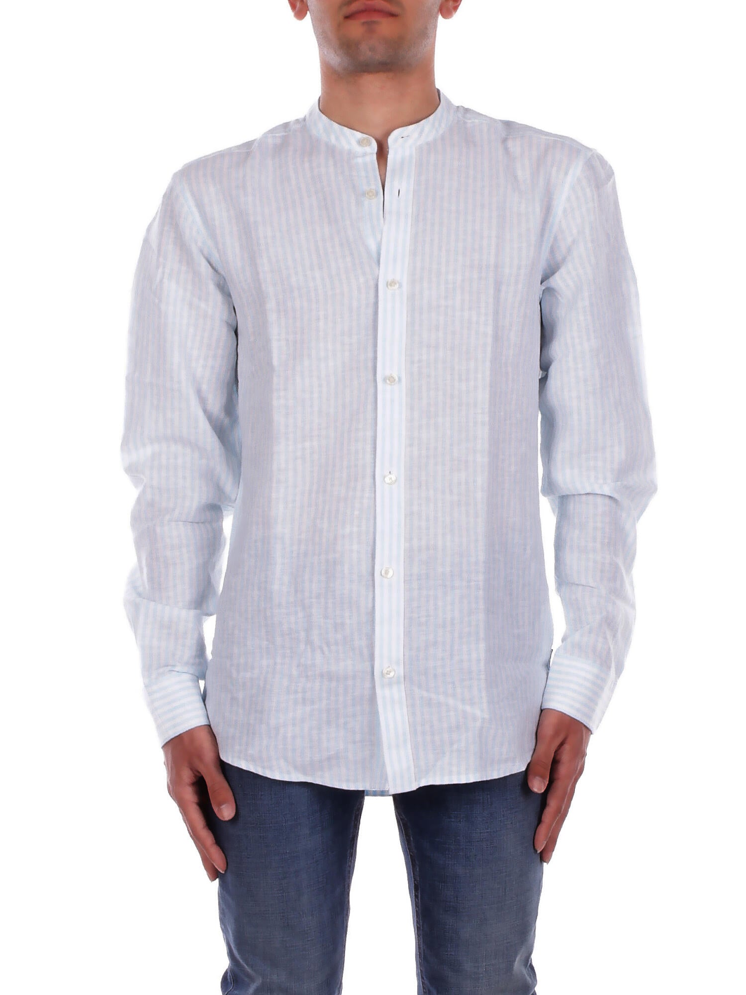 ONLY & SONS Uomo Camicia 22026602 CASHMERE BLUE Onscaiden life ls mao stripe l Caribean blu
