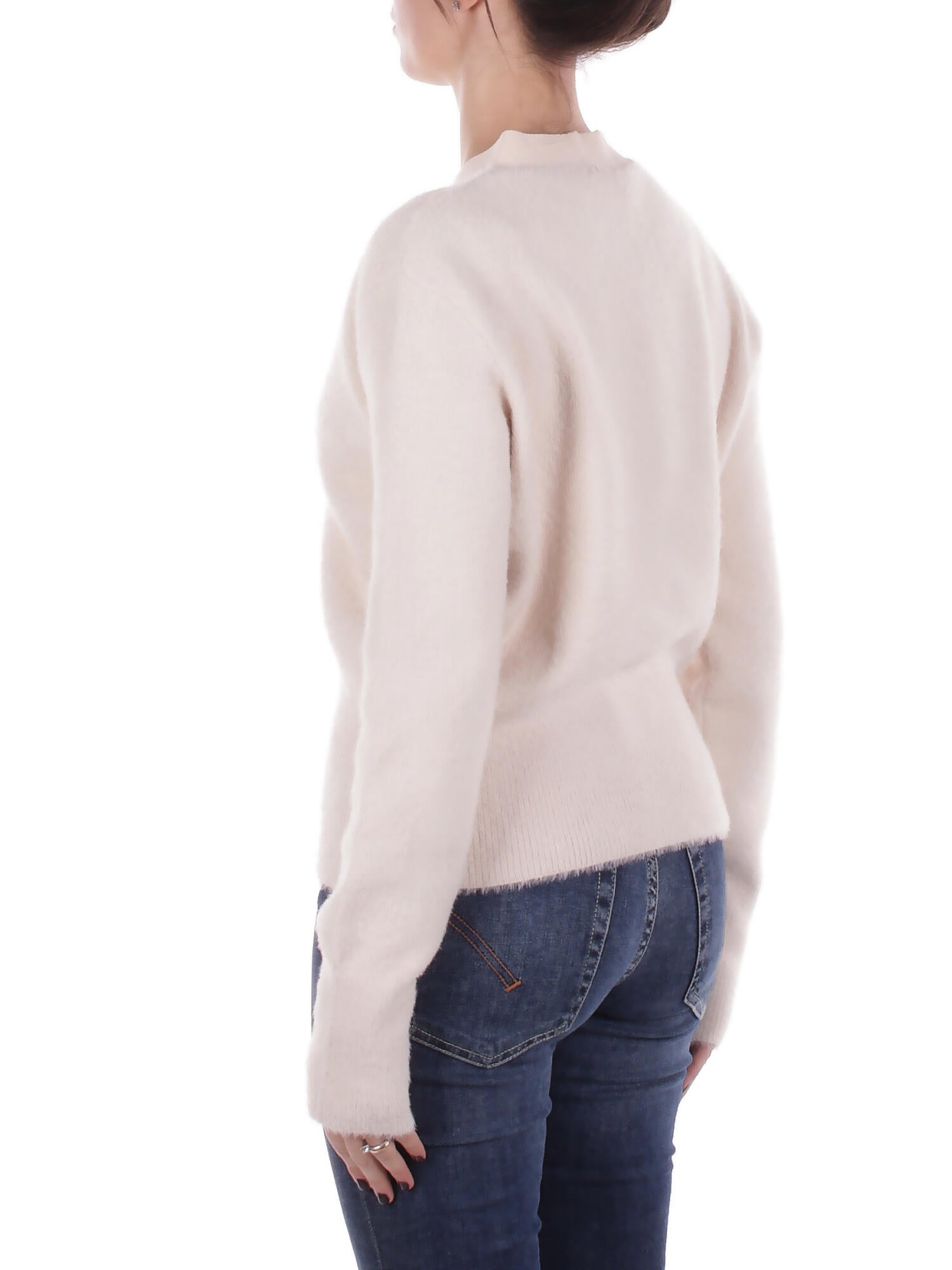 Image of BLUGIRL BLUMARINE Donna Maglia RF5235MA39R 10110 Maglia twin set pelliccetta Crema