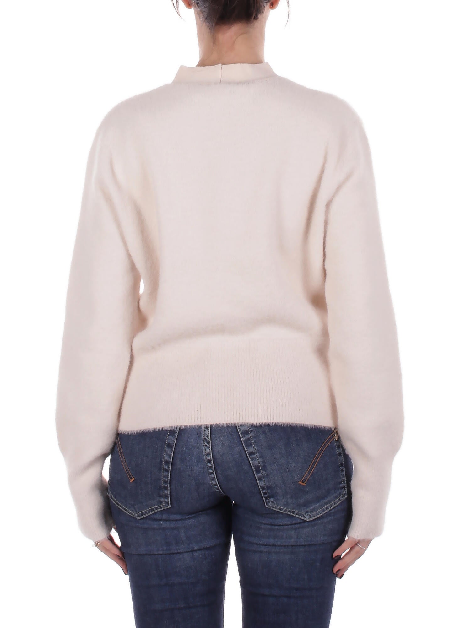 BLUGIRL BLUMARINE Donna Maglia RF5235MA39R 10110 Maglia twin set pelliccetta Crema