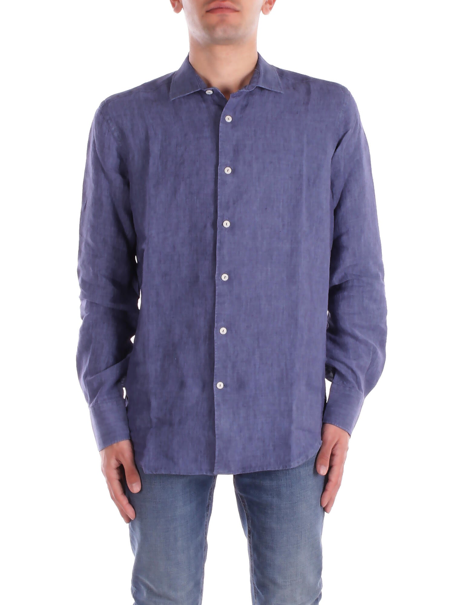 MC2 SAINT BARTH Uomo Camicia PAMP001 00314H DENIM DARK Pamplona linen Denim nero