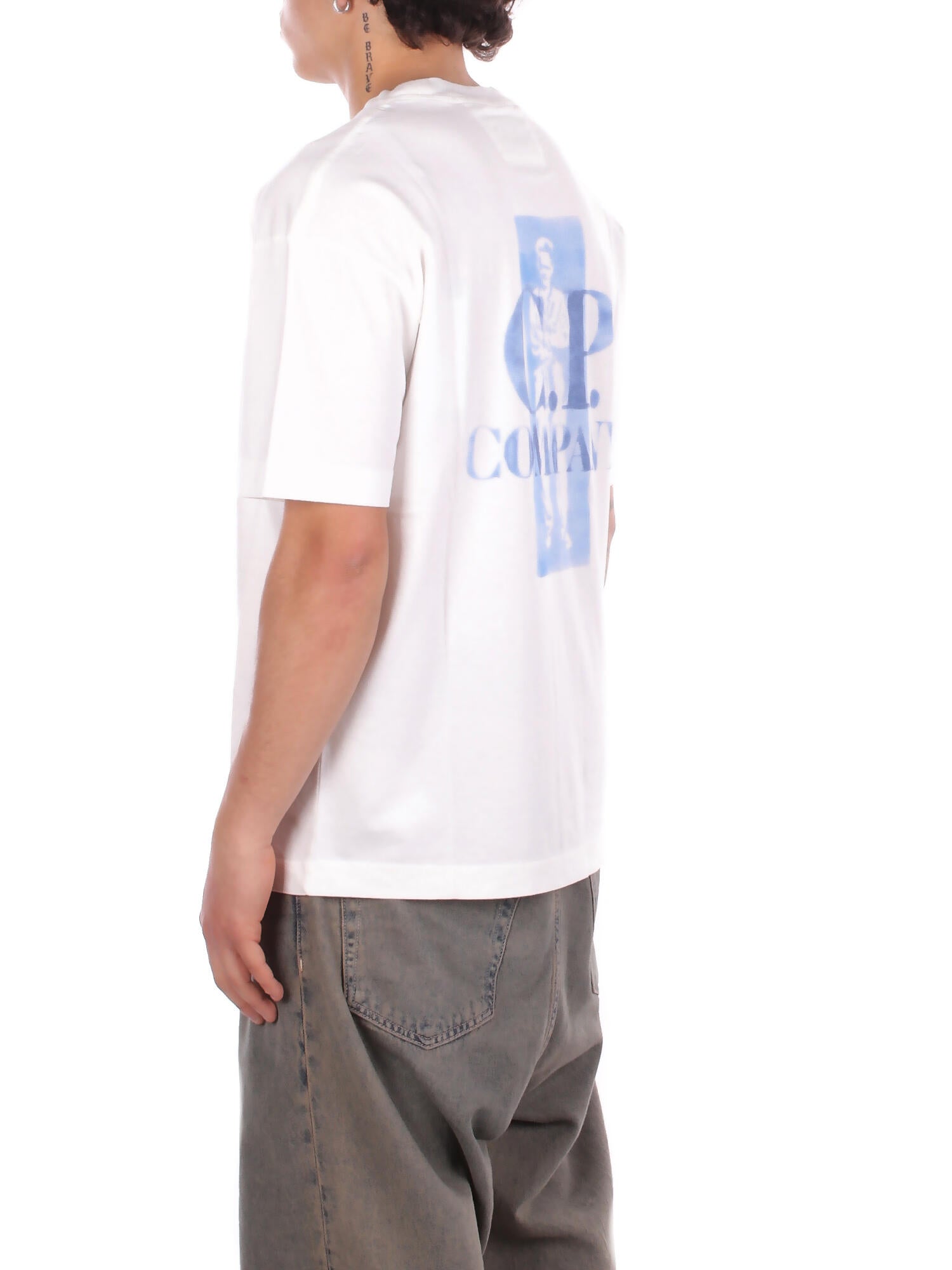 CP COMPANY Uomo T-shirt 20CMTS143A110579W 103 30/1 jersey comfort logo t-shi Gauze white