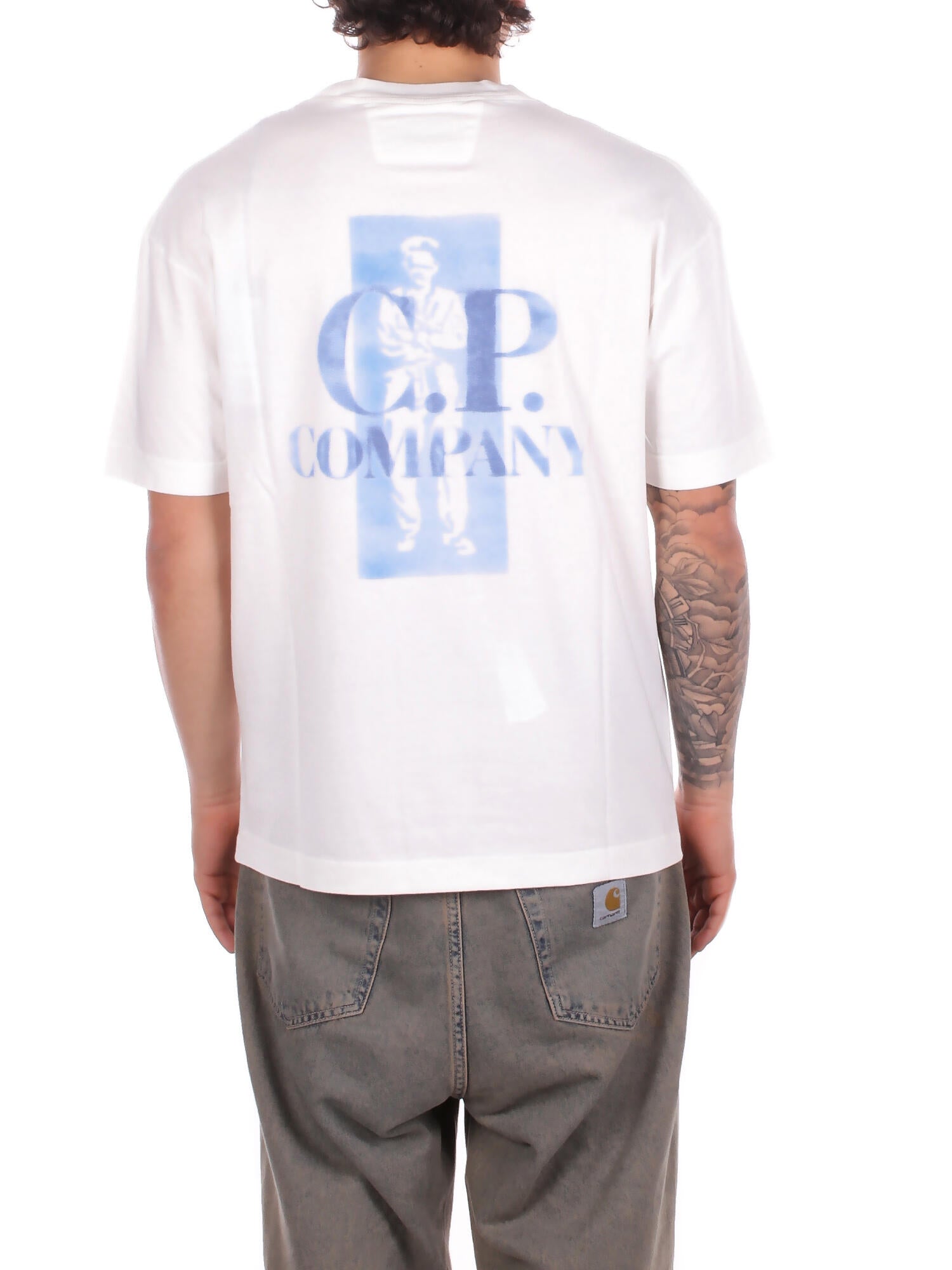 Image of CP COMPANY Uomo T-shirt 20CMTS143A110579W 103 30/1 jersey comfort logo t-shi Gauze white