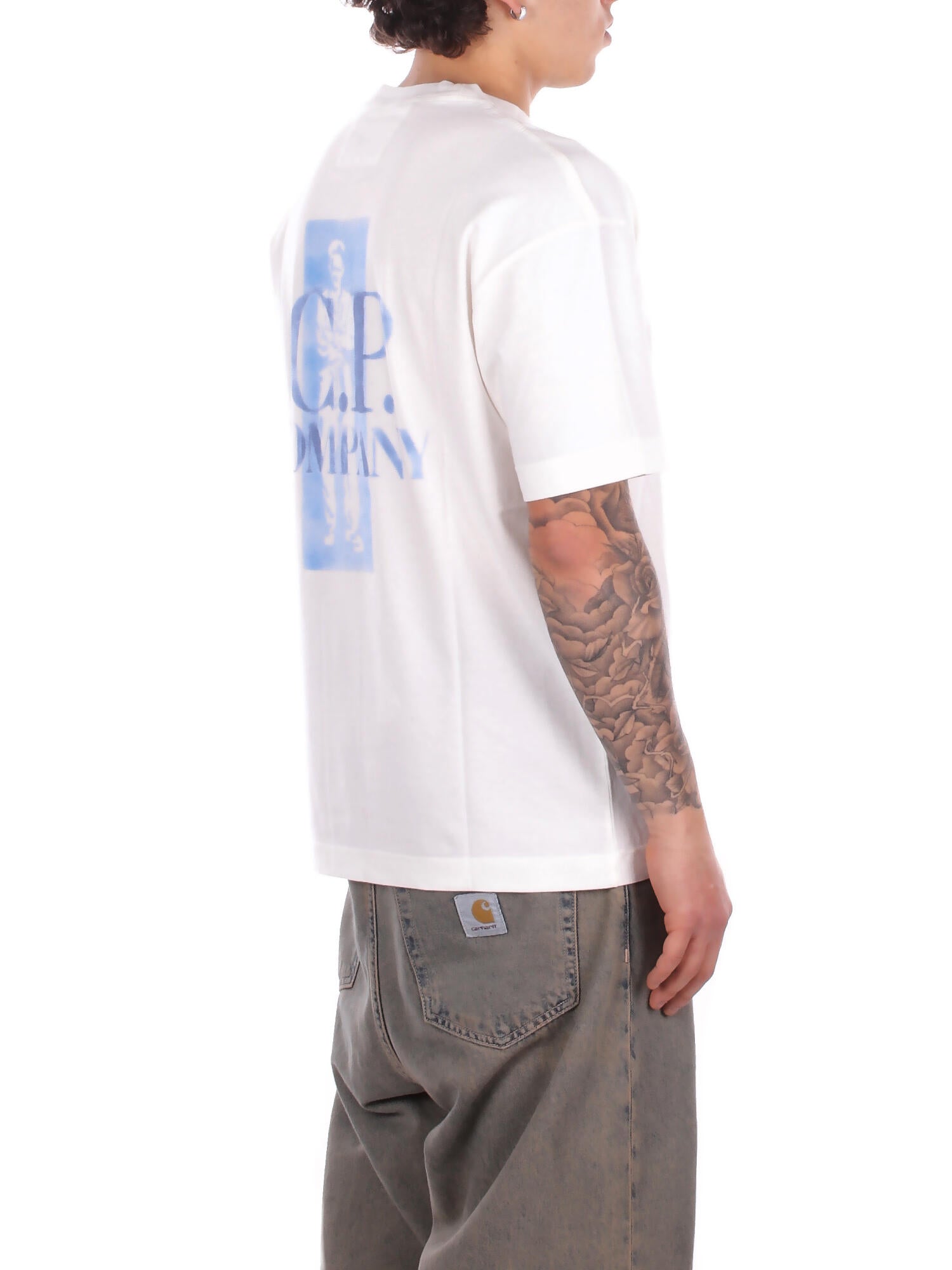 Image of CP COMPANY Uomo T-shirt 20CMTS143A110579W 103 30/1 jersey comfort logo t-shi Gauze white