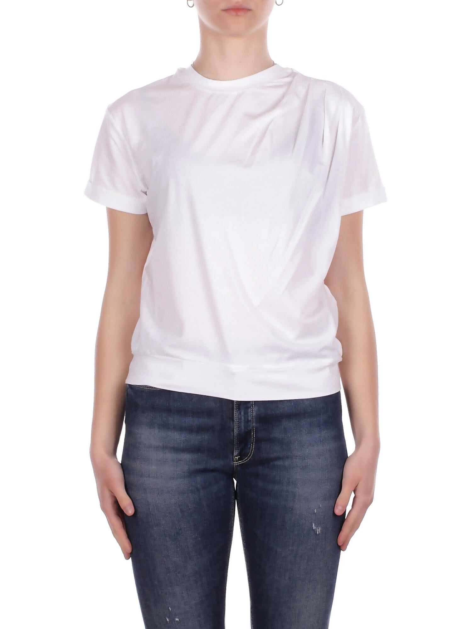 ALPHA STUDIO Donna Maglia AD6401C 2000 Girocollo m\man drappeggiato Bianco