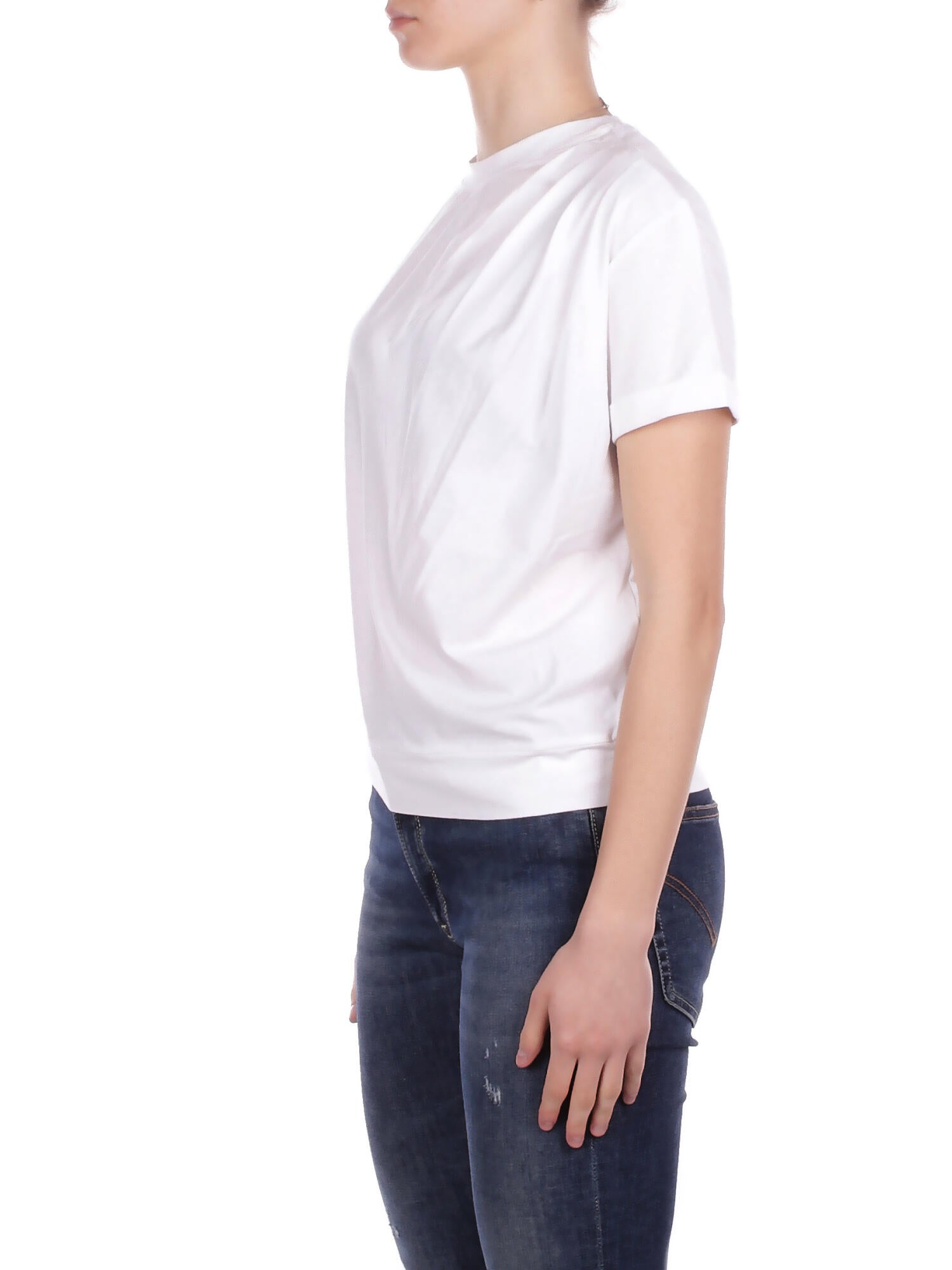 ALPHA STUDIO Donna Maglia AD6401C 2000 Girocollo m\man drappeggiato Bianco