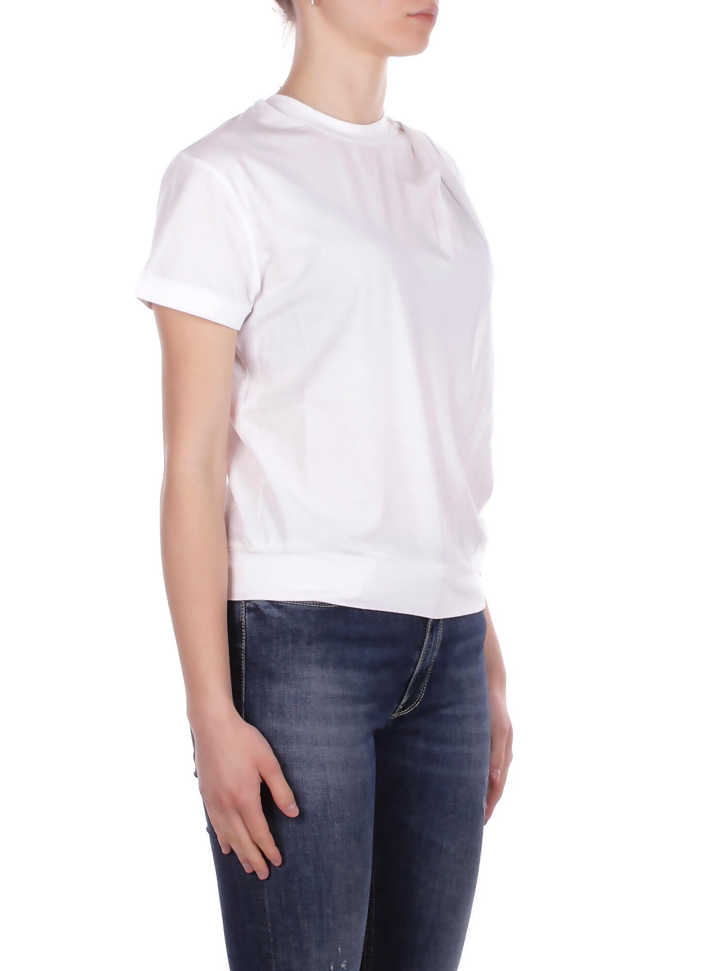 ALPHA STUDIO Donna Maglia AD6401C 2000 Girocollo m\man drappeggiato Bianco