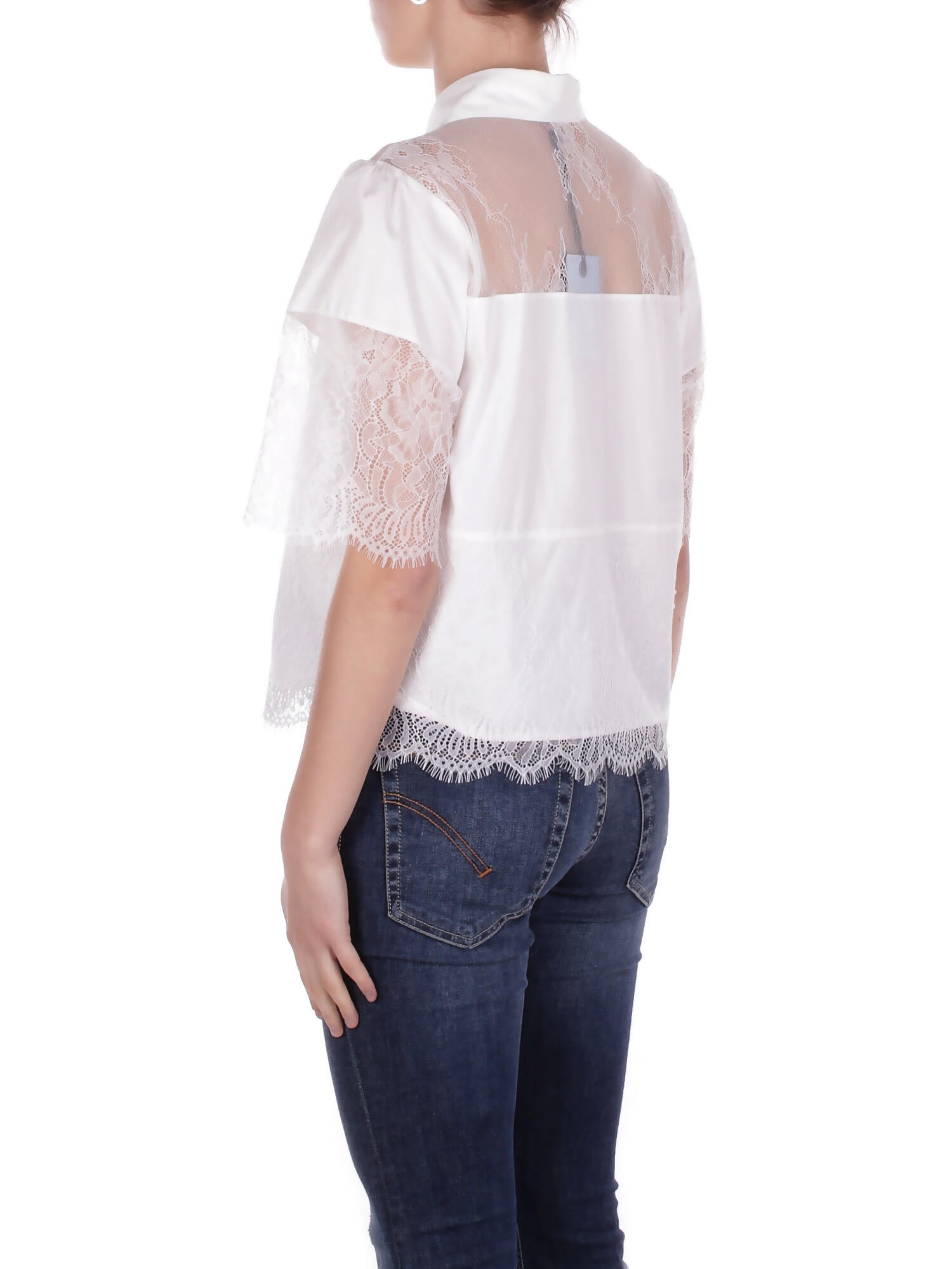Image of BLUGIRL BLUMARINE Donna Camicia RA6142T544A 11111 Camicia m/c cotone c/pizzo Bianco