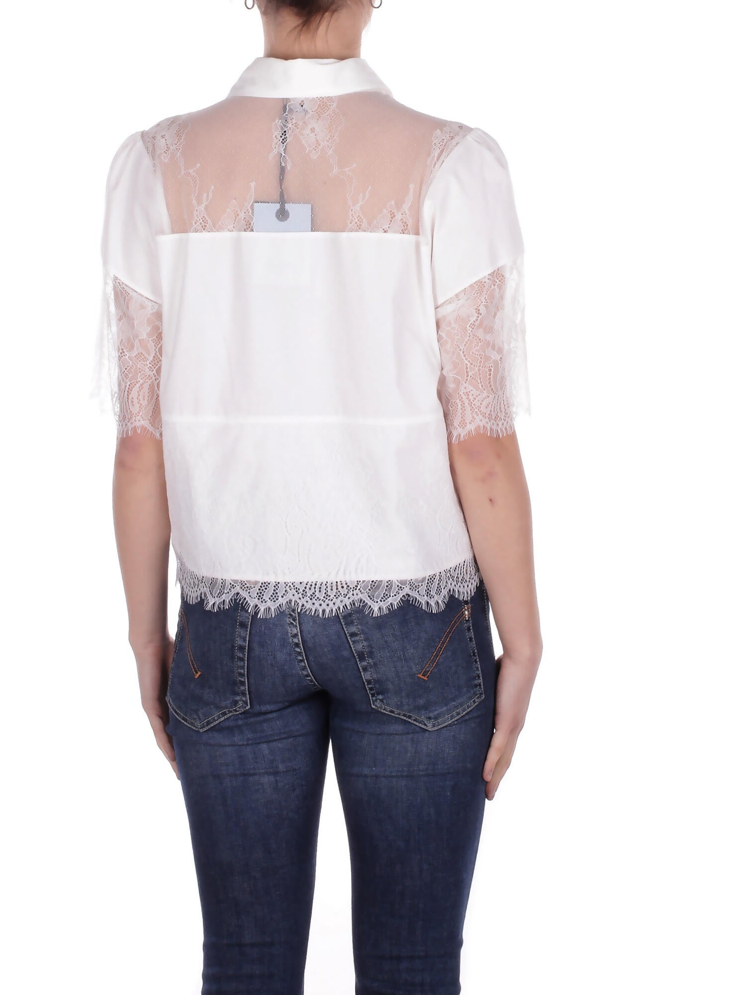 BLUGIRL BLUMARINE Donna Camicia RA6142T544A 11111 Camicia m/c cotone c/pizzo Bianco