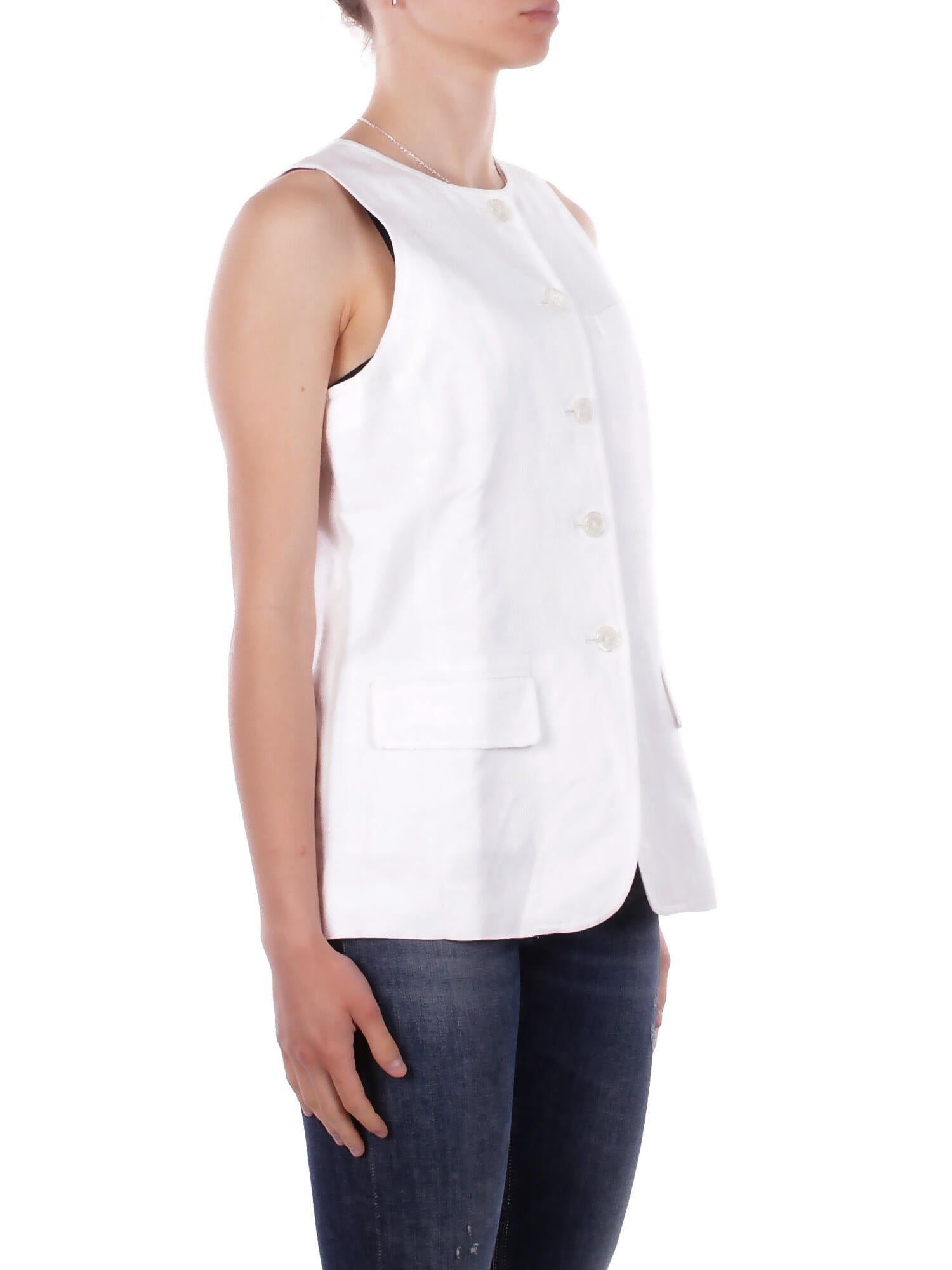 Image of RALPH LAUREN Donna Gilet 200P08950 002 Woven shirt White