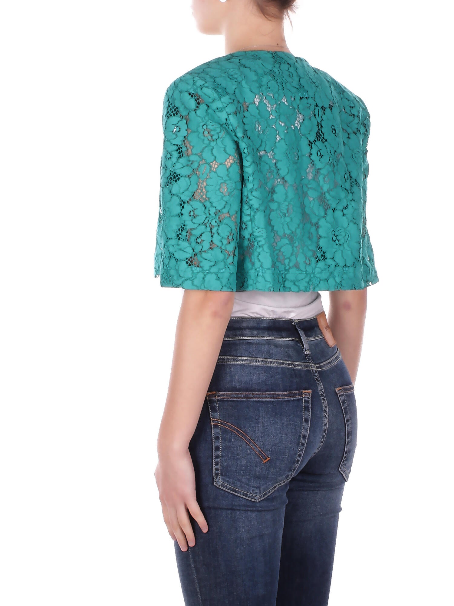 Image of PINKO Donna Giacca 106552A330 V76 Platano spencer pizzo Verde