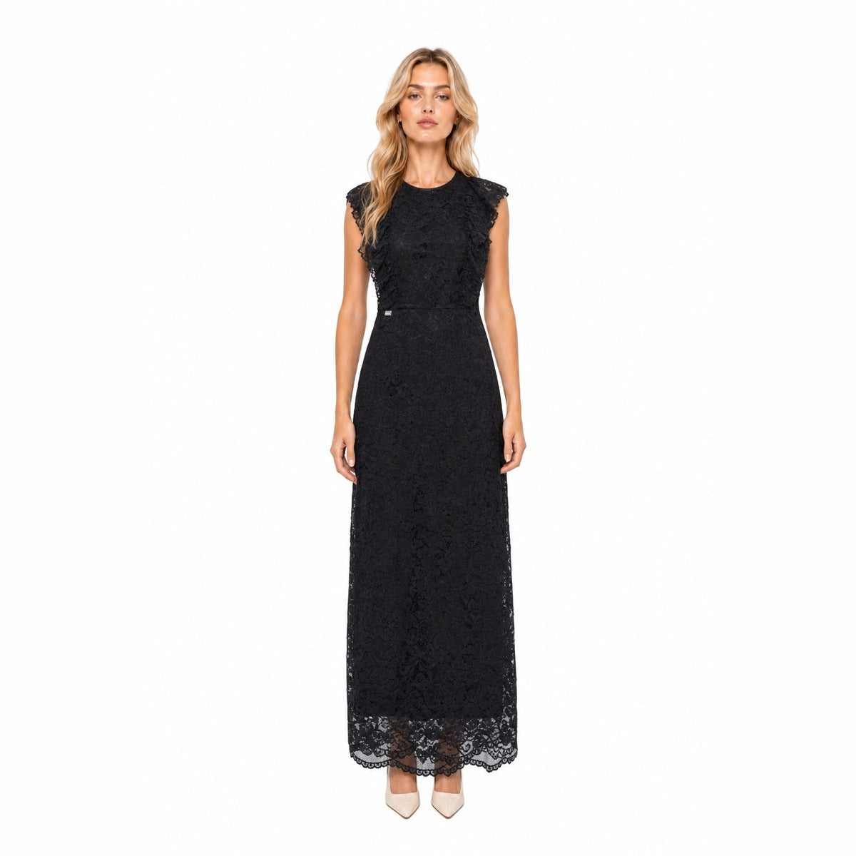 Abito Midi in Pizzo Nero per Donna - MANILA GRACE A144PU ME001