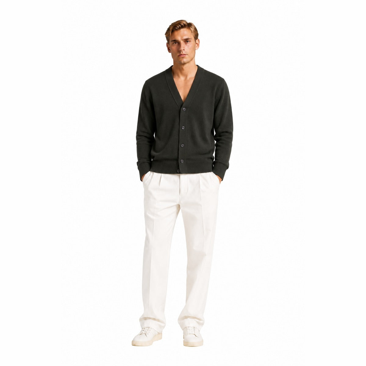 Maglia Uomo ALPHA STUDIO AU7005E 1010 Gardigan m/l Militare