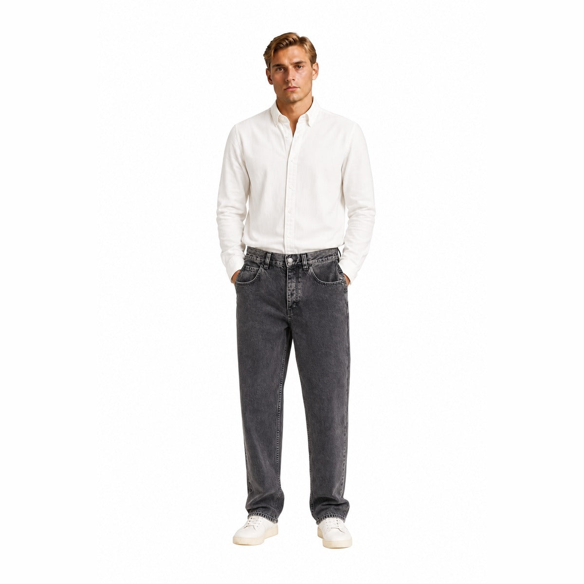 Pantalone Uomo AMARANTO B6AC0074 in Denim Grigio