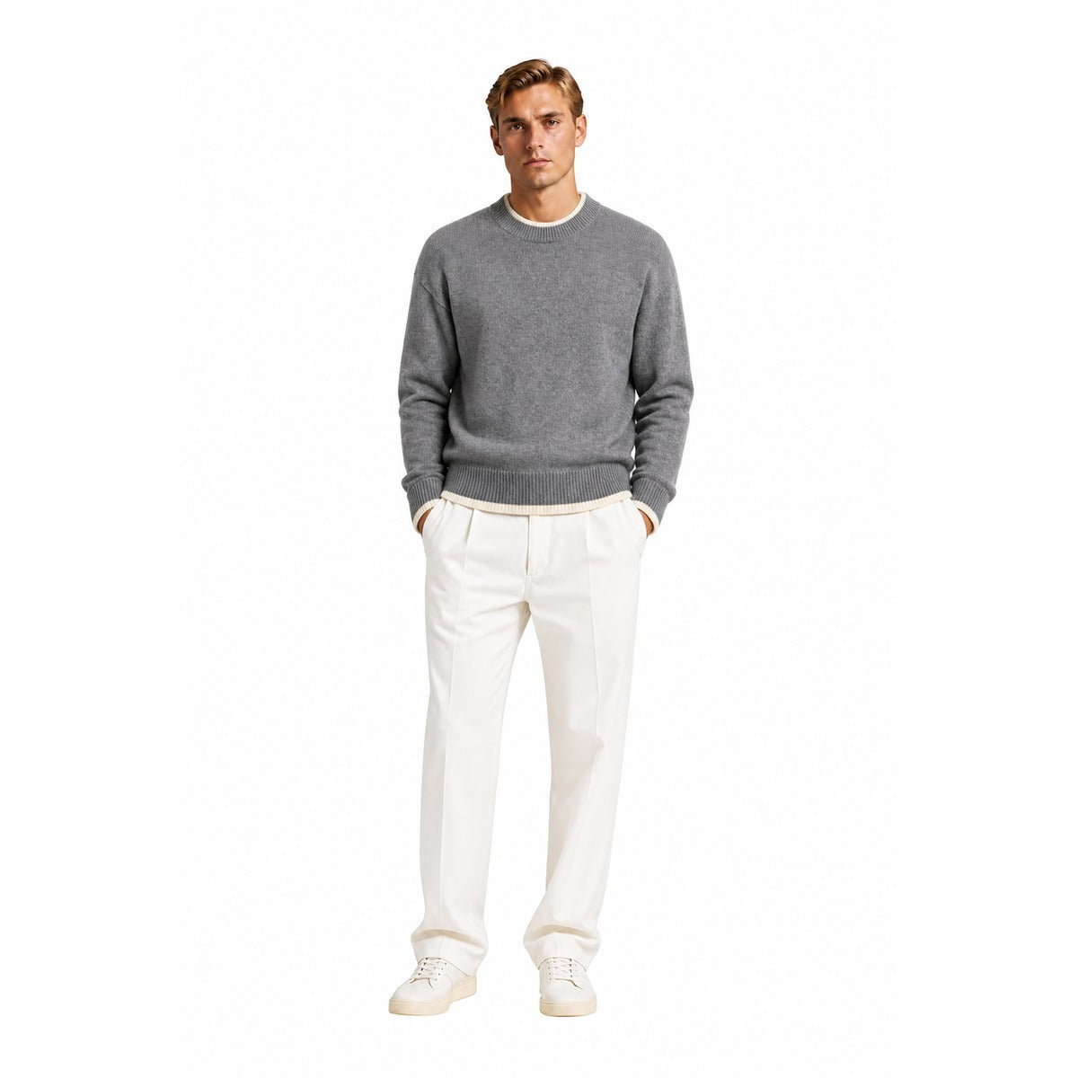 Maglia Uomo AMARANTO B9AC0050 ACV 401 Knitwear Grigio