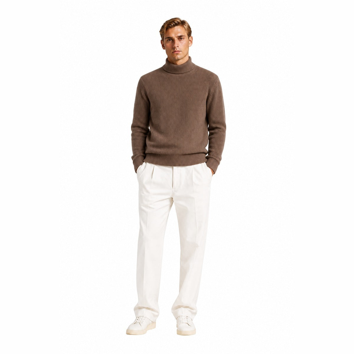 Maglia Uomo CRUISE DK27 935 50 D/v in Maglia Inglese di Cotone Caldo - Colore Tortora