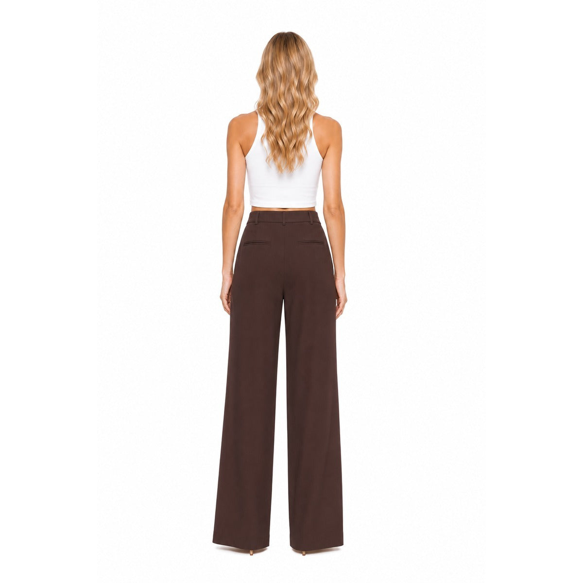 Pantalone Donna DONDUP DP840S WS0115D XXXW 737 Lia tailored loose-fit trouser Cioccolato