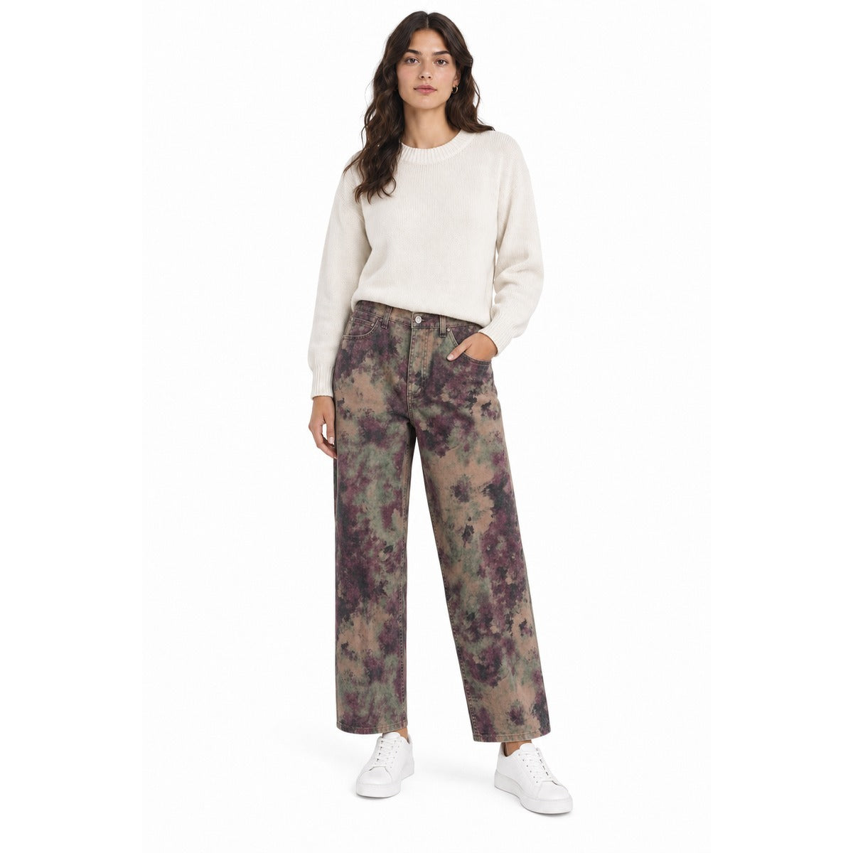 Jeans Donna Dakota Wide-Leg 5 Tasche in Verde Oliva di DONDUP