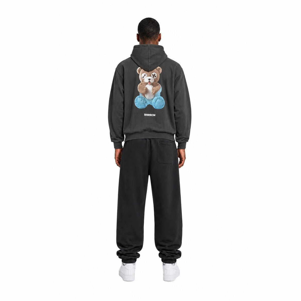 Felpa con cappuccio BARROW F6BWUAHS044 082 Hoodie Verde Militare orsetto bear unisex