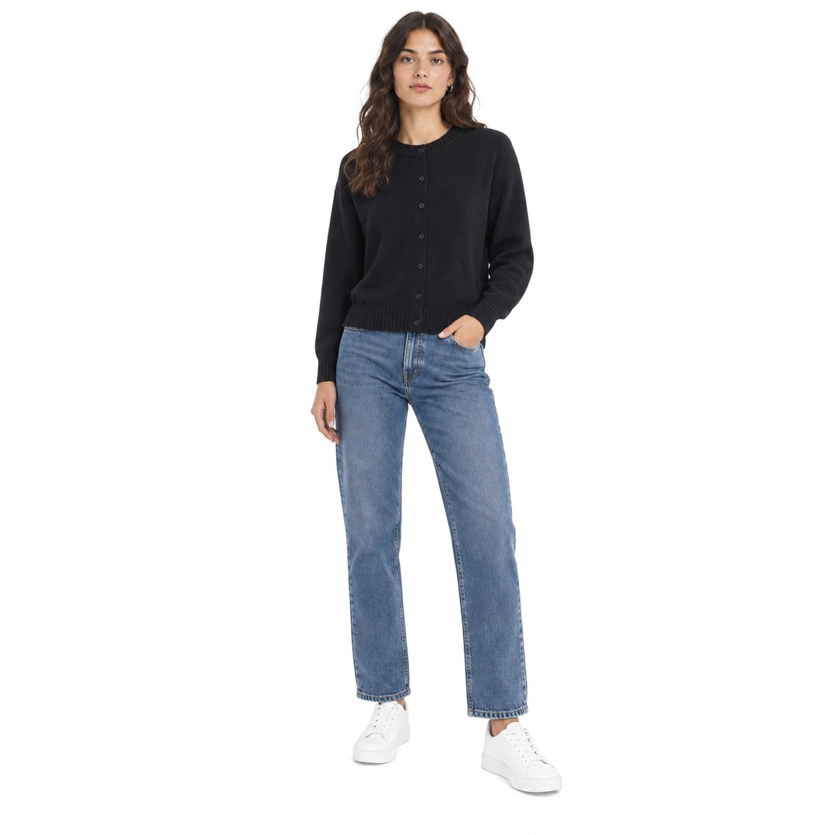 Maglia Donna CRUISE FF922 in Lurex Nero - Cardigan Coreano