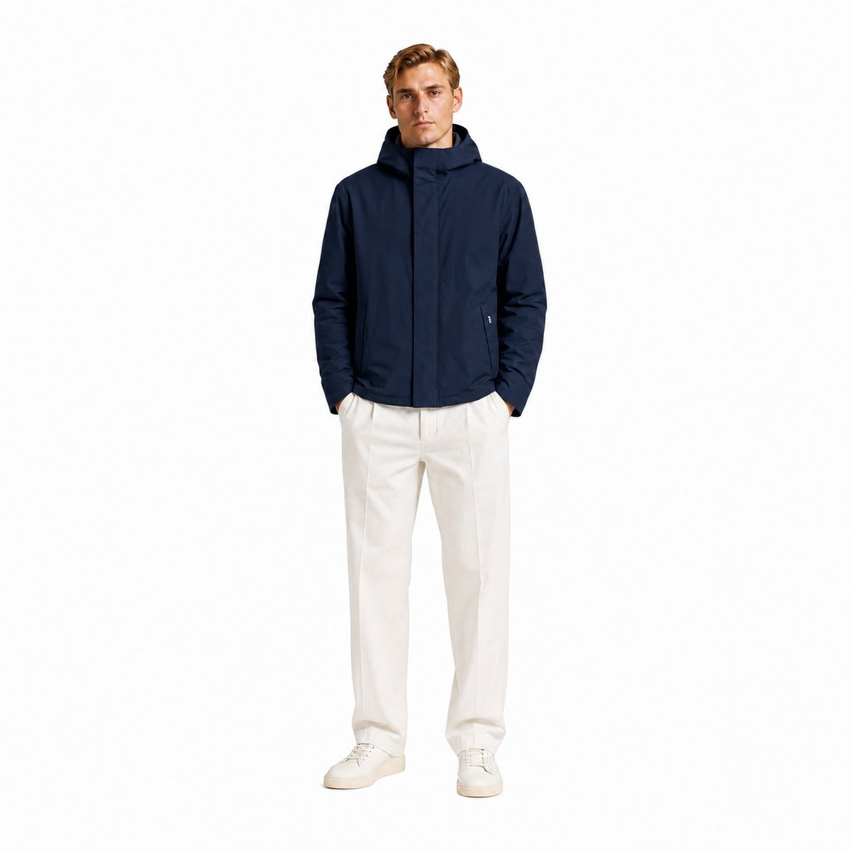 Giubbotto Uomo ADD GMA940PSH3 20 - Giacca Impermeabile con Cappuccio in Colore Navy Blu