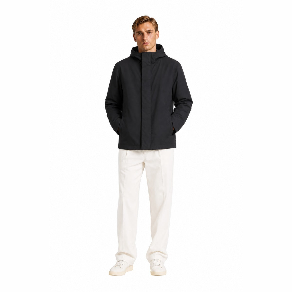 Giubbotto Uomo ADD GMA940PSH3 90 - Giacca Impermeabile con Cappuccio Nera