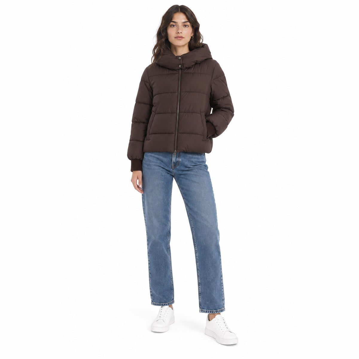 Giubbotto Donna ADD GWA440PCOC 10 Down cape detach hood cocoon Brown