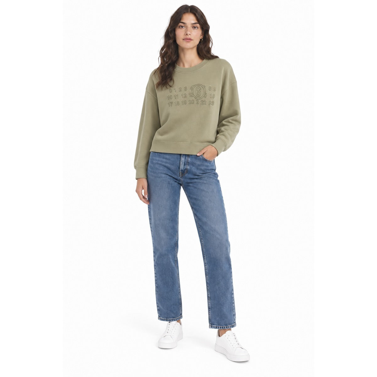 Felpa Unisex MM6 MAISON MARGIELA M61116 MM02X M6516 Mm6s140u Salvia