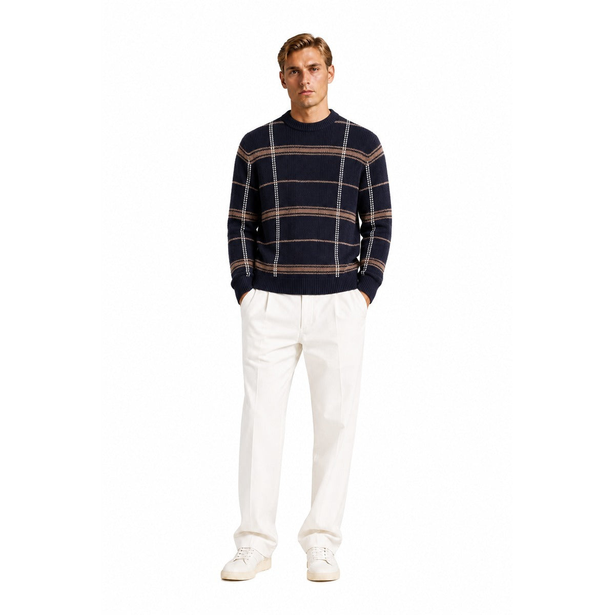 Maglia Uomo BARBOUR Fasey Cable Crewneck Knit Navy - Modello MKN1736 MKN NY91