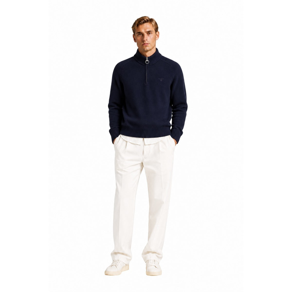 Maglia Uomo BARBOUR Newtown Half Zip Knit Jumper - Navy