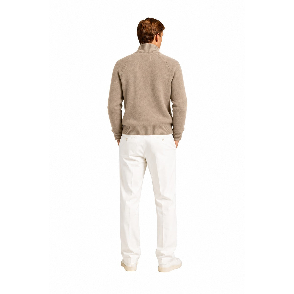 Maglia Uomo BARBOUR Newtown Half Zip in Lana - Colore Stone
