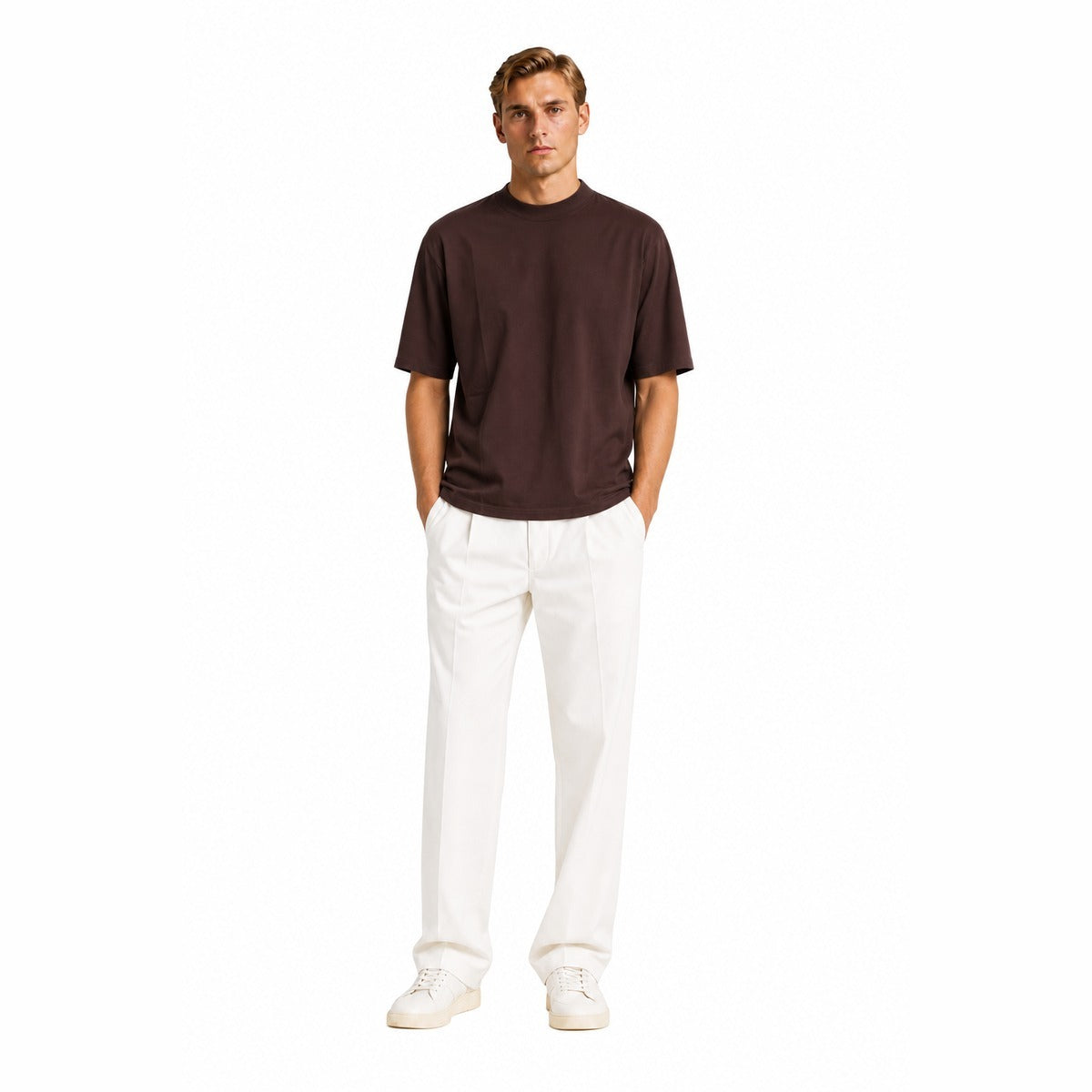 T-shirt Uomo CRUISE MTI603 con Collo Lupetto in Colore Moro