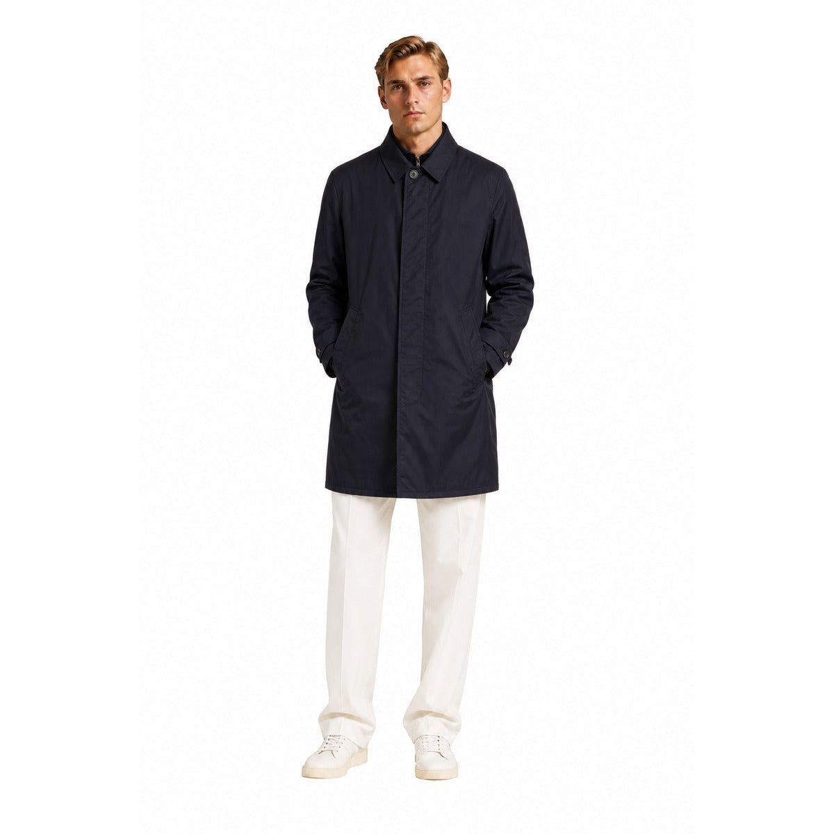Cappotto Uomo FAY NAM62530160AX2U 804 Morning con Doppiopetto Frontale in Colore Baltic