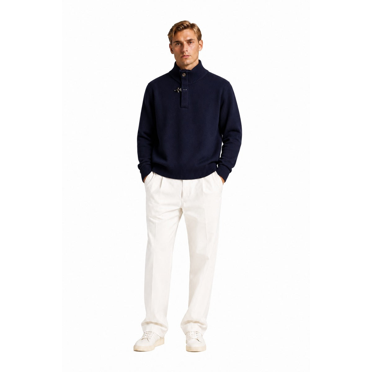 Maglia Uomo FAY NMMC1532120FJDU 807 Maglia lupetto+gancio f.5 Blu navy