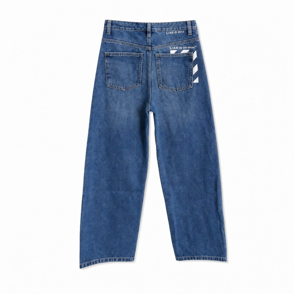 Jeans Bambino OFF-WHITE OWOLFJC05B 472 con Dettagli Diagonali - Indigo