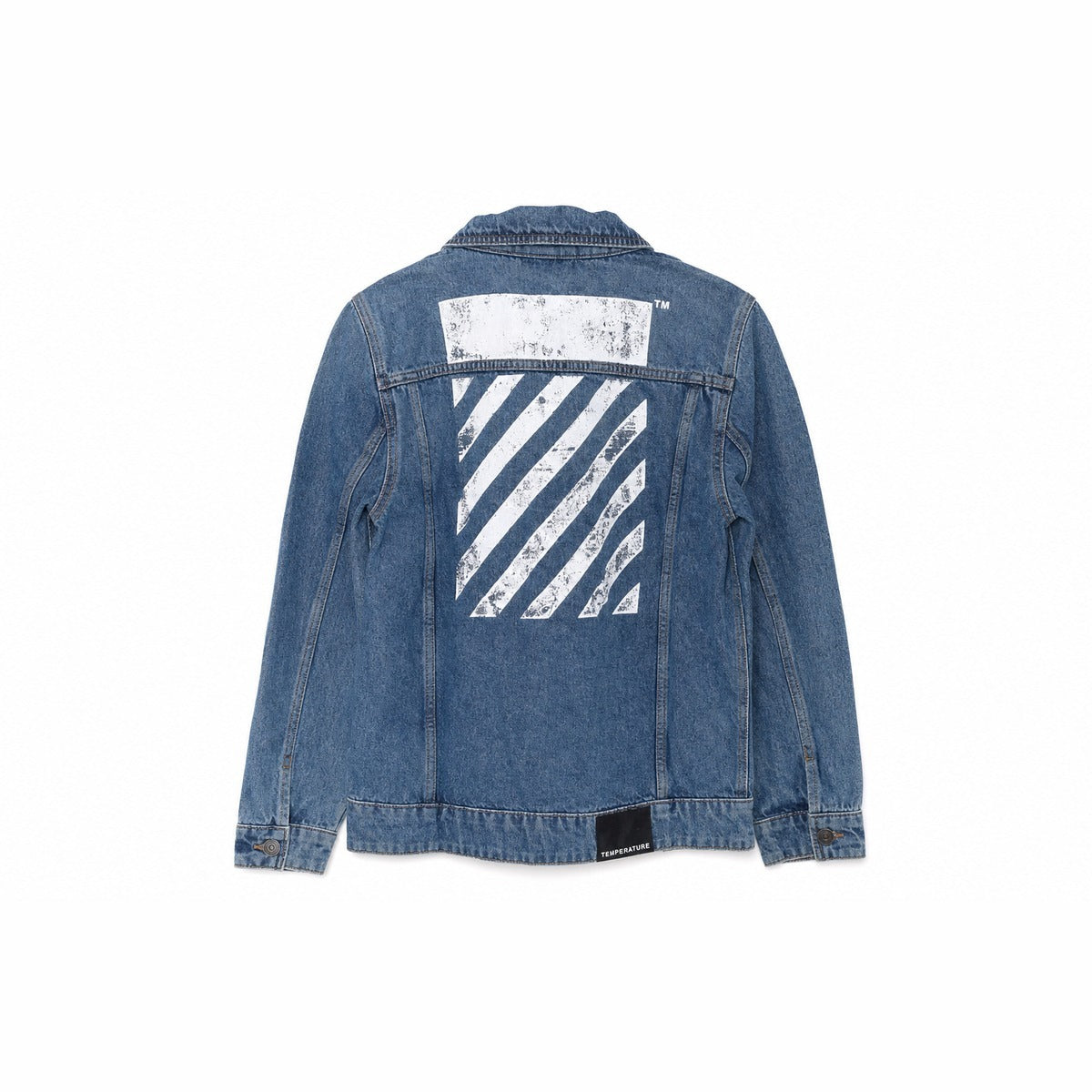 Giubbotto Bambino OFF - WHITE OWOLFJD00B 472 Diag Bar Denim Jacket in Indigo