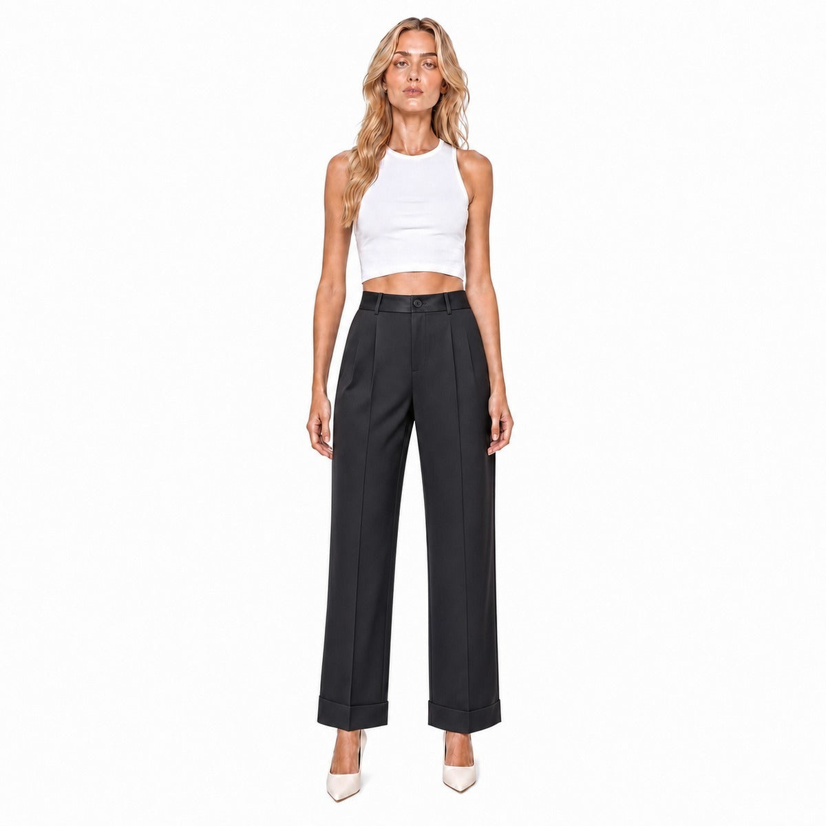 Pantalone Chino Nero da Donna - MANILA GRACE P040PU ME001