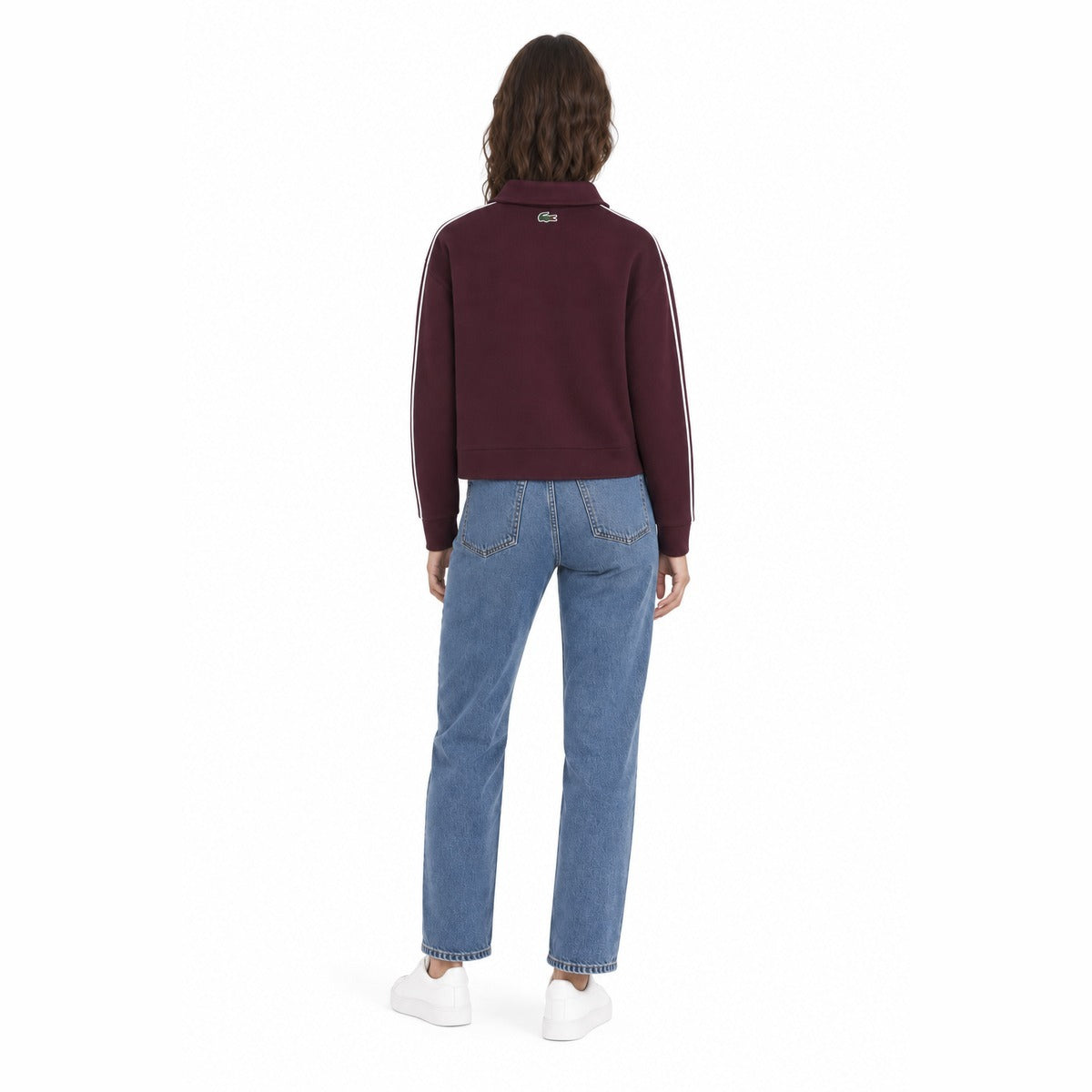 Felpa Donna LACOSTE SF6822 ZB5 in Bordeaux Scuro
